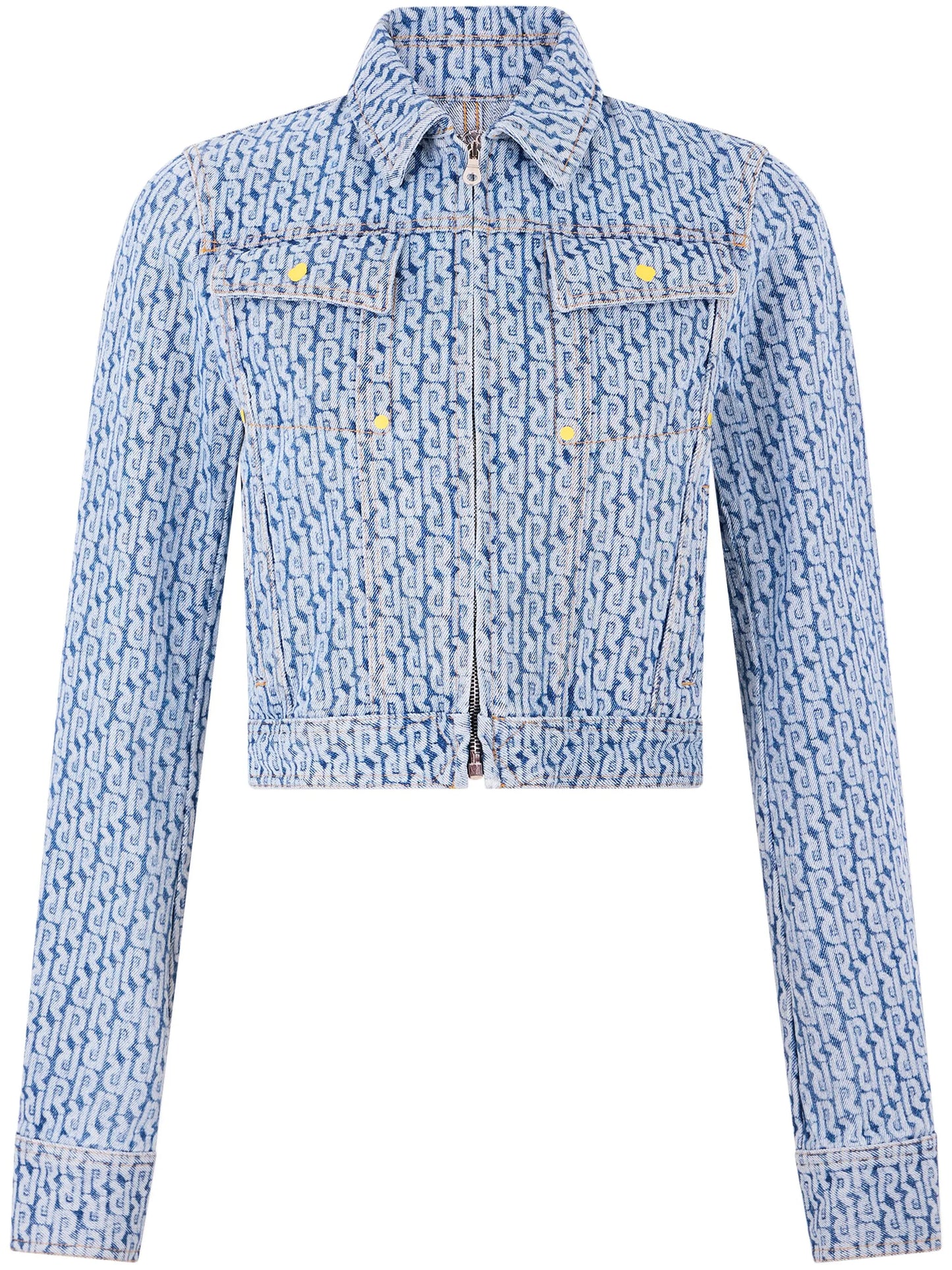 monogram-pattern cotton denim jacket