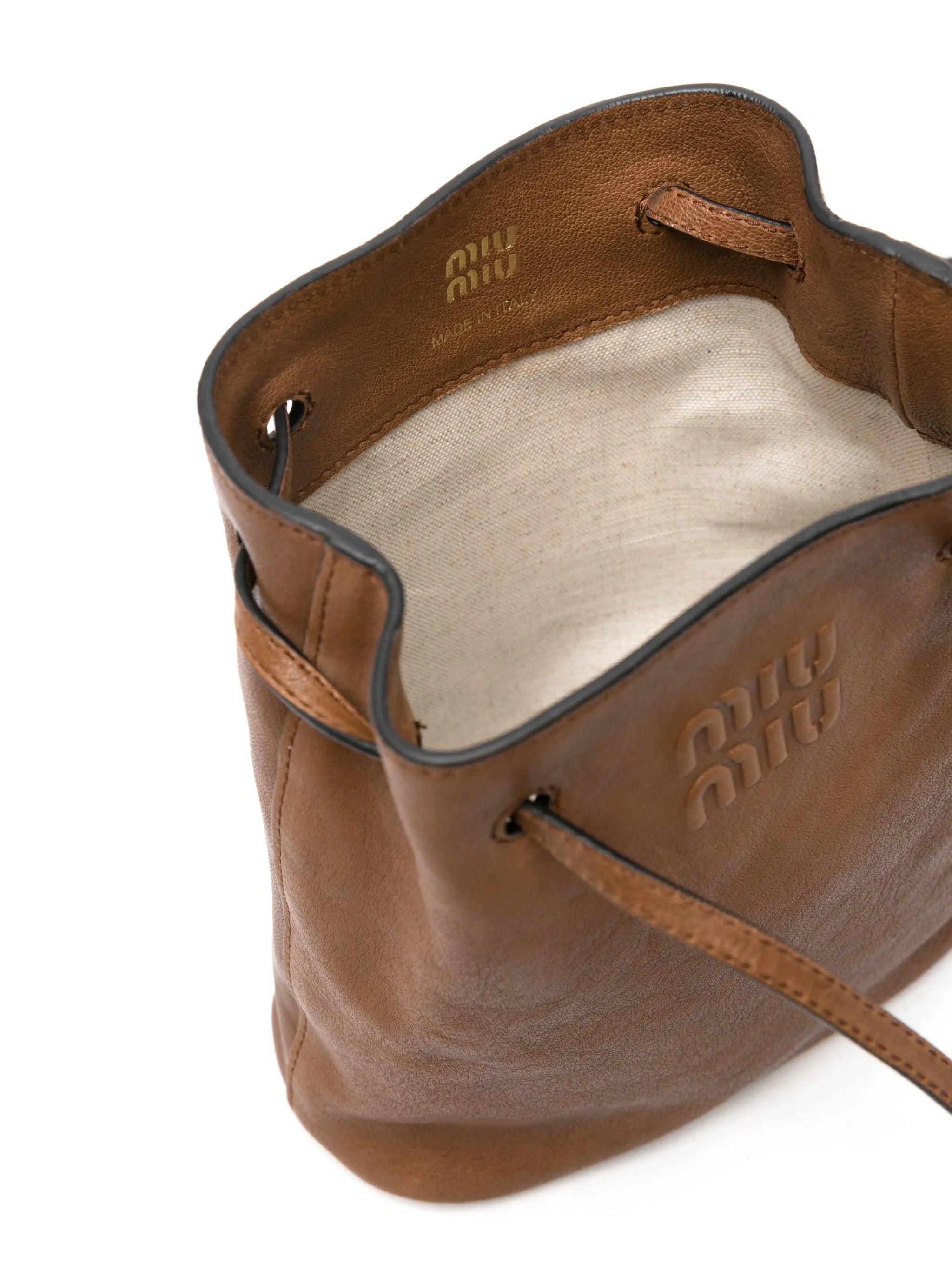mini logo-embossed bucket bag