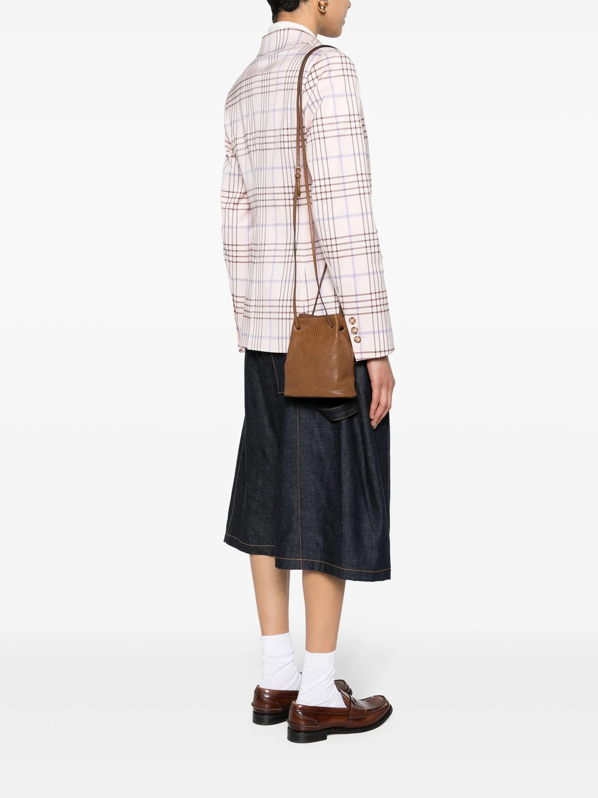 mini logo-embossed bucket bag