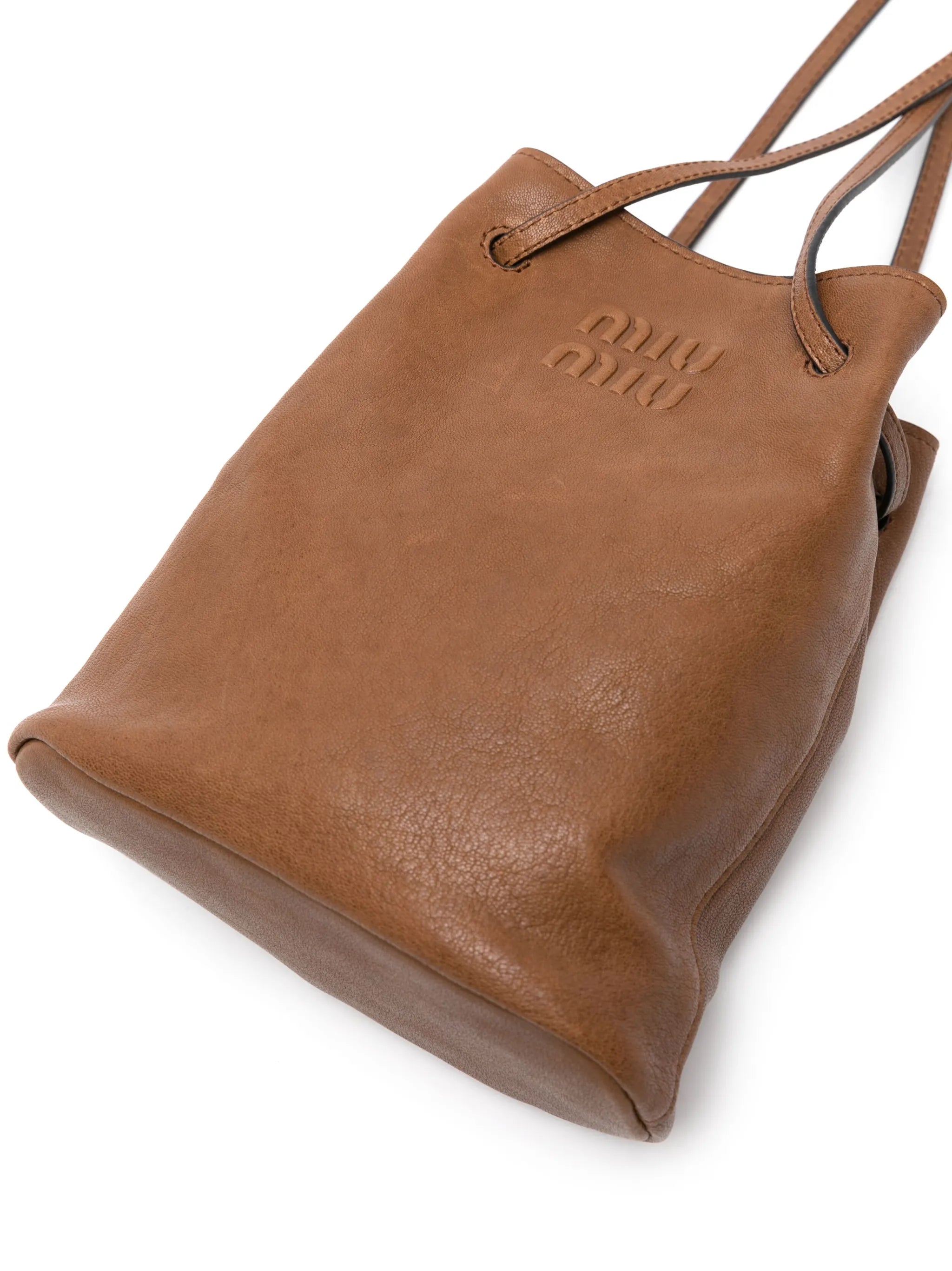 mini logo-embossed bucket bag