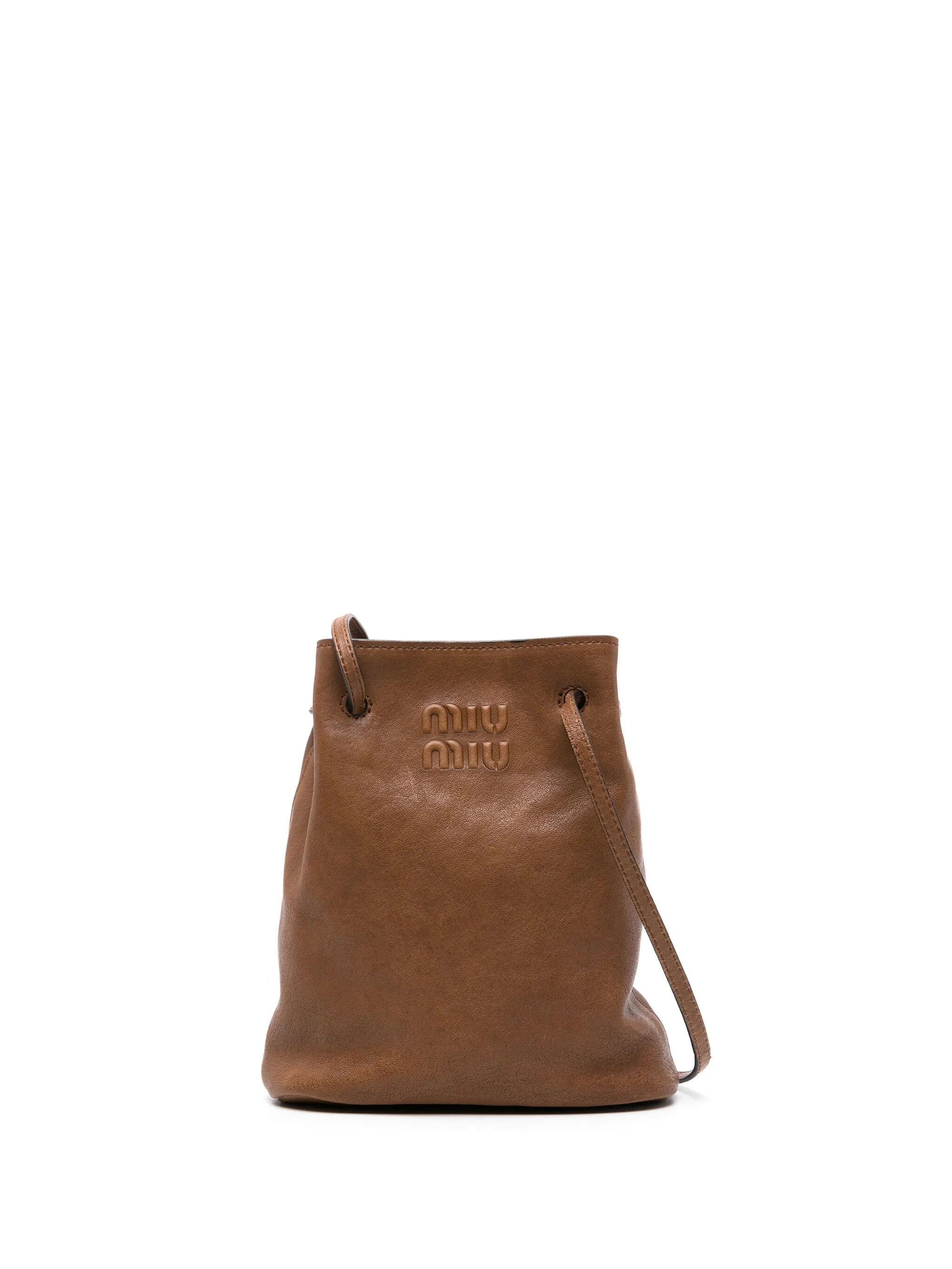 mini logo-embossed bucket bag