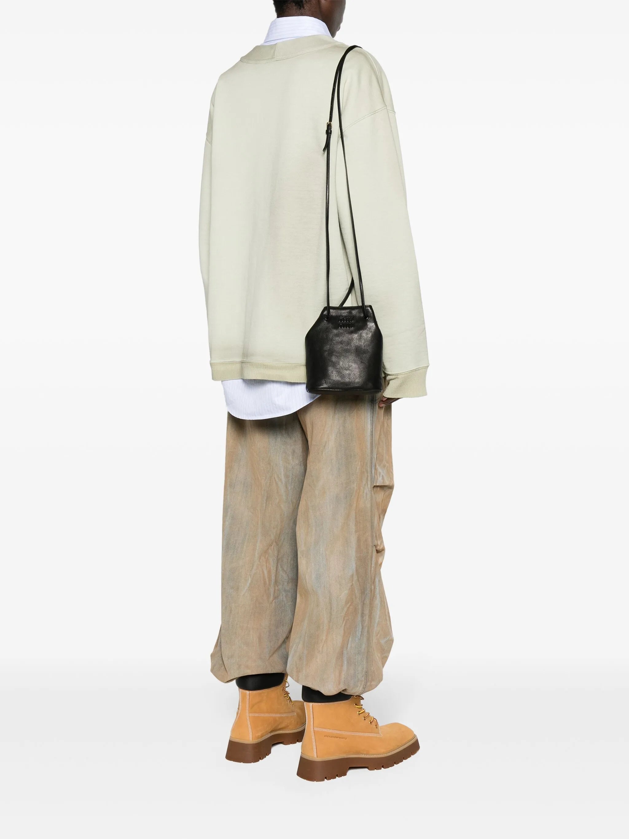 mini leather bucket bag