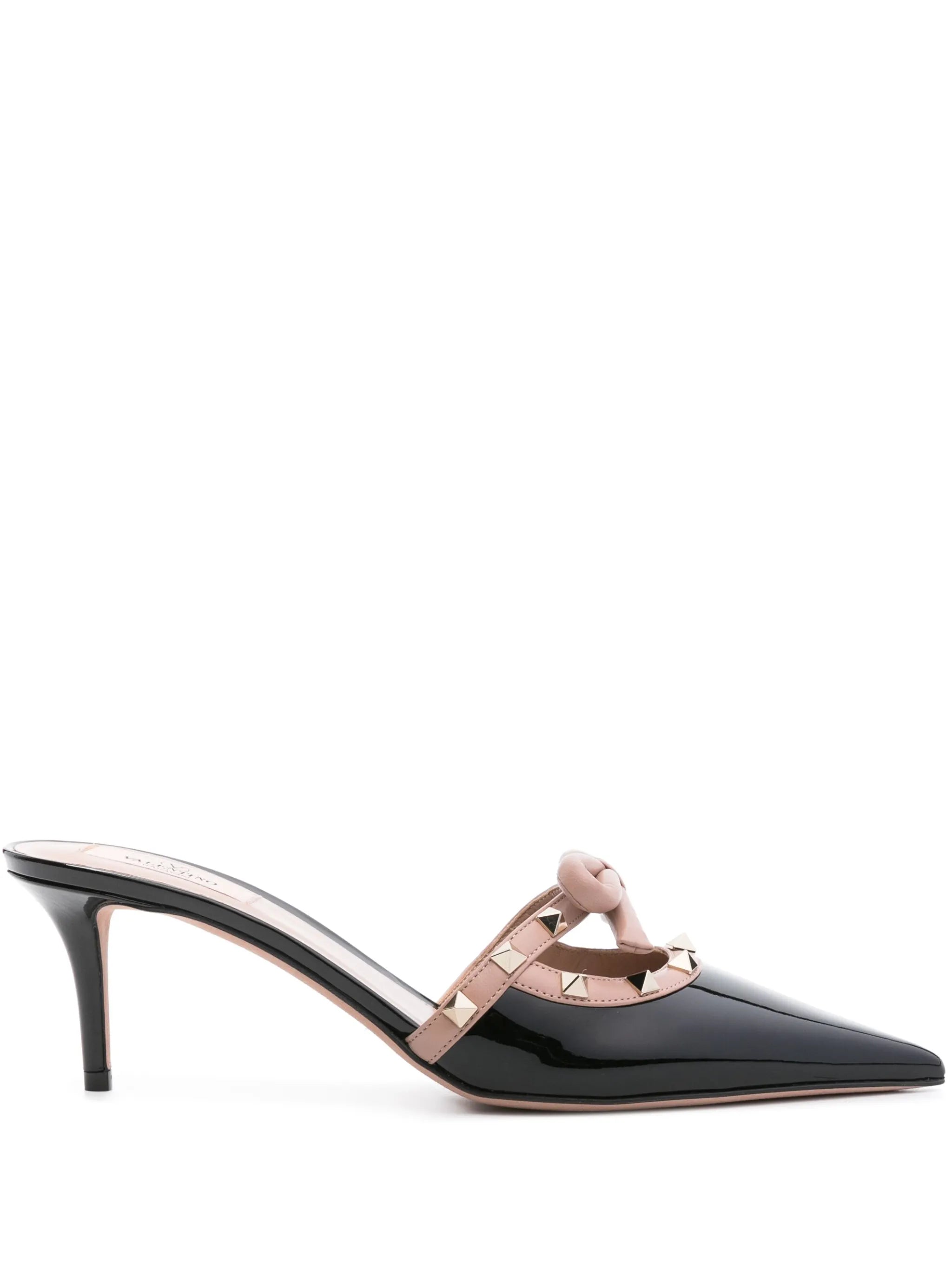 Rockstud 60mm patent-leather mules
