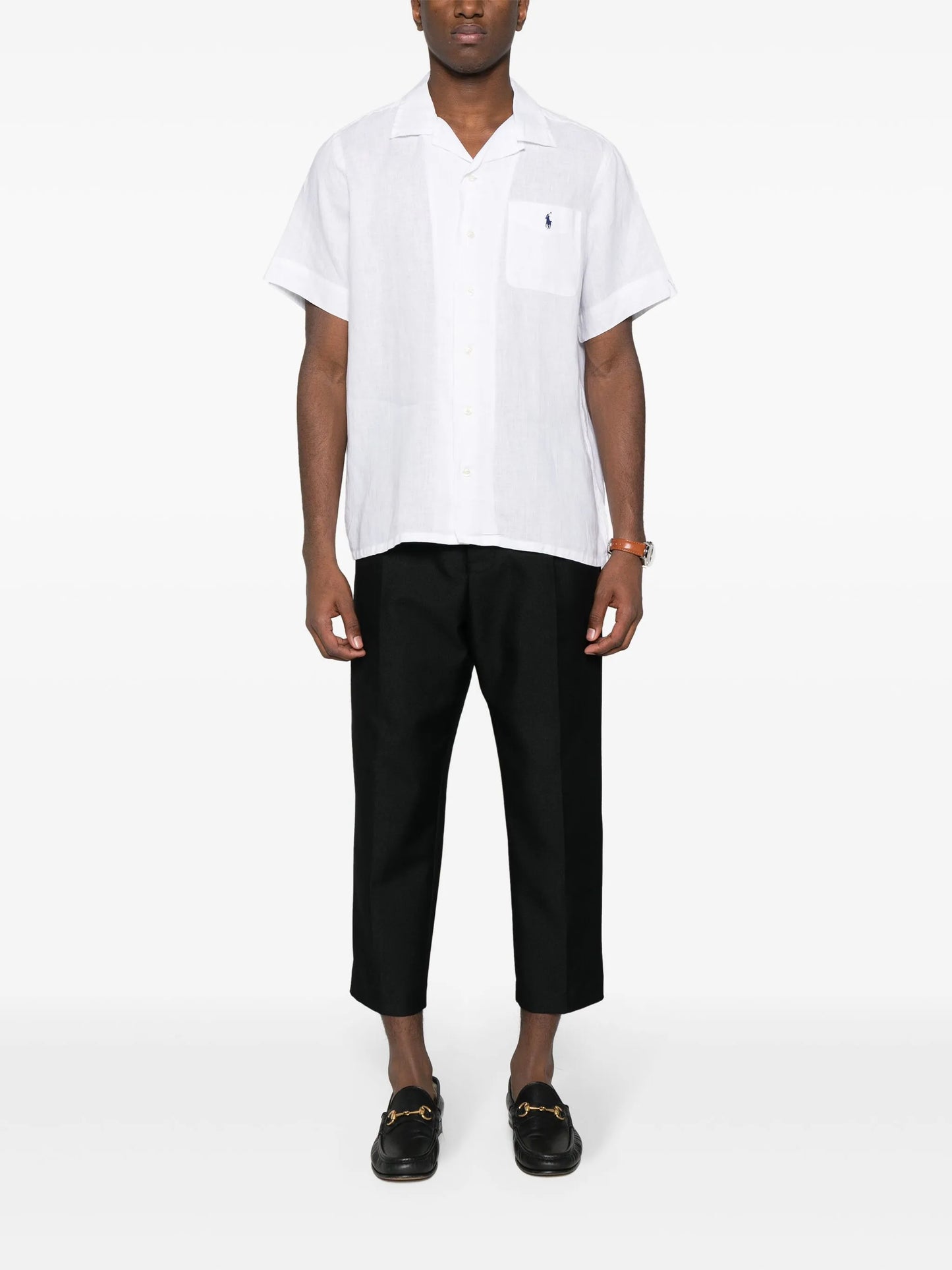 Polo-Pony-embroidery linen shirt