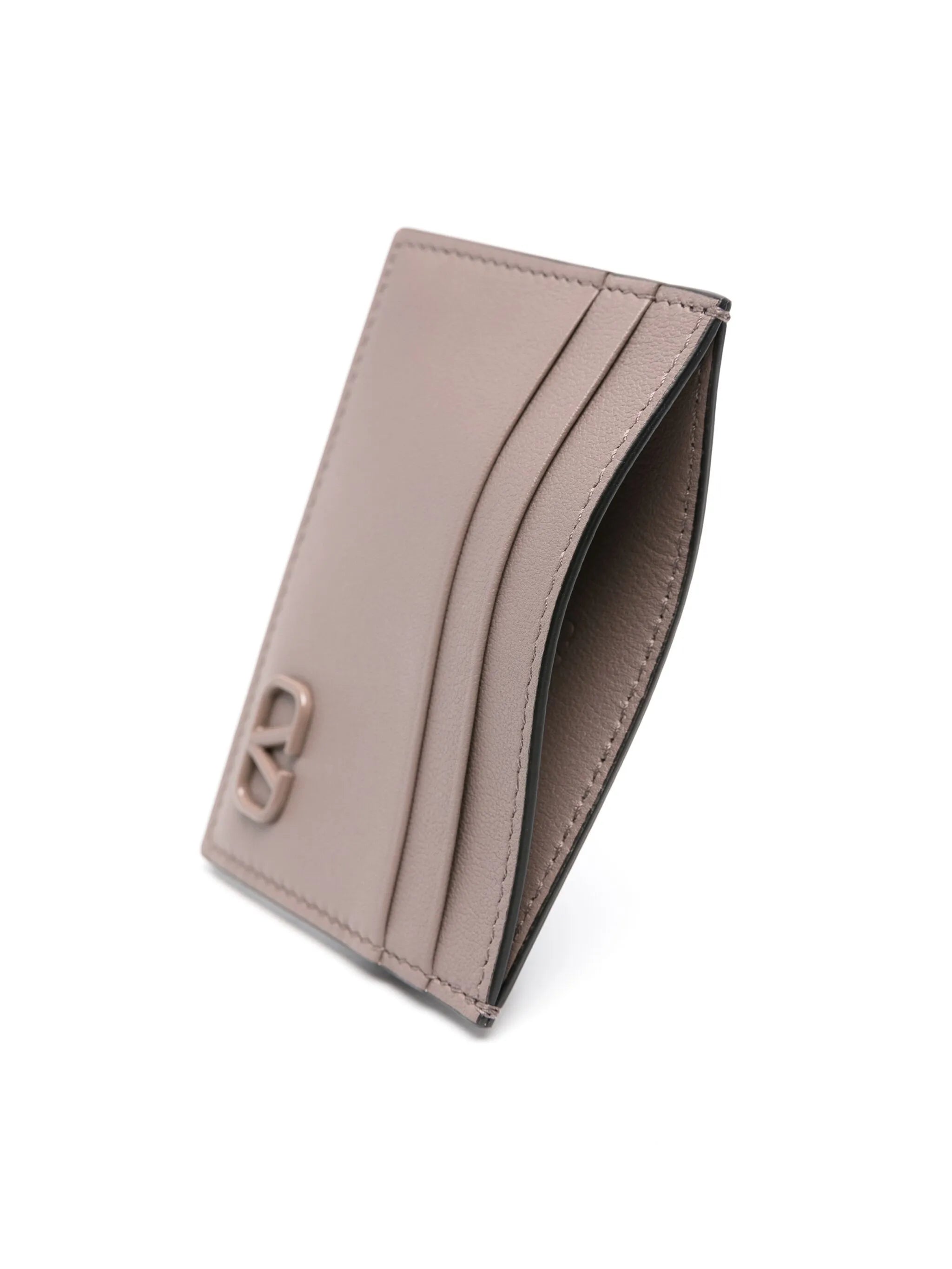 V-logo leather cardholder