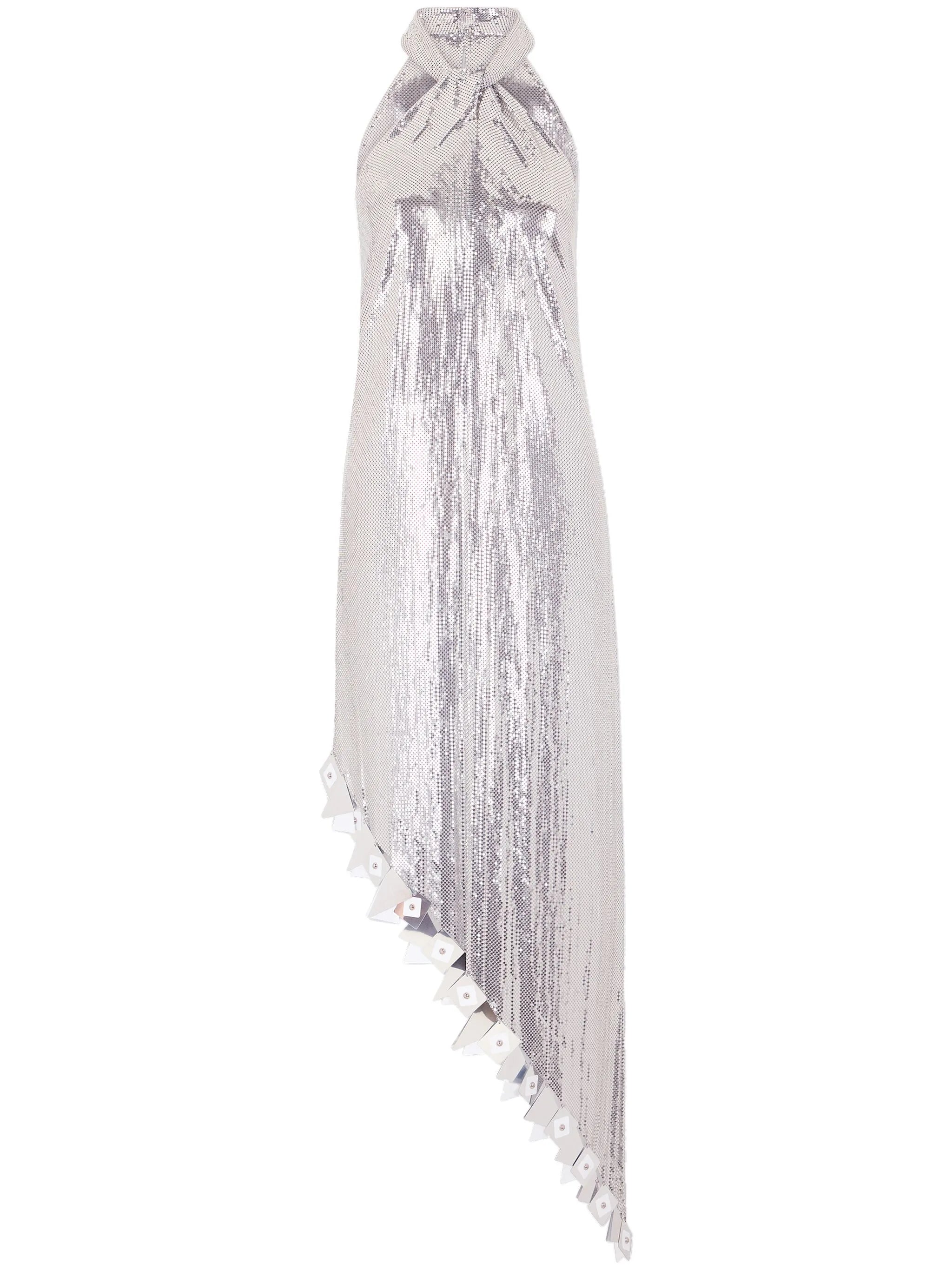 metallic-finish halterneck dress