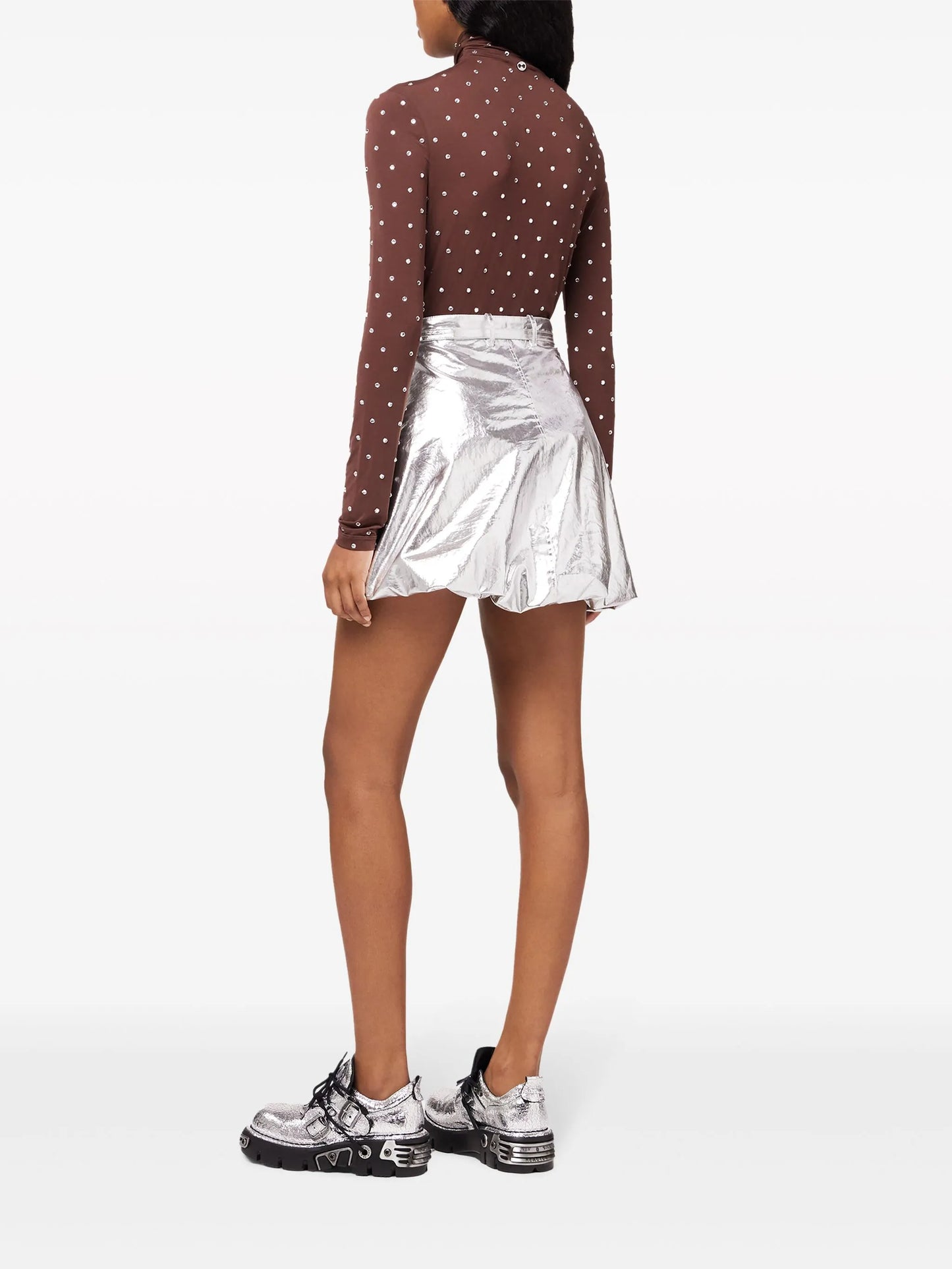 crystal-embellished high-neck top