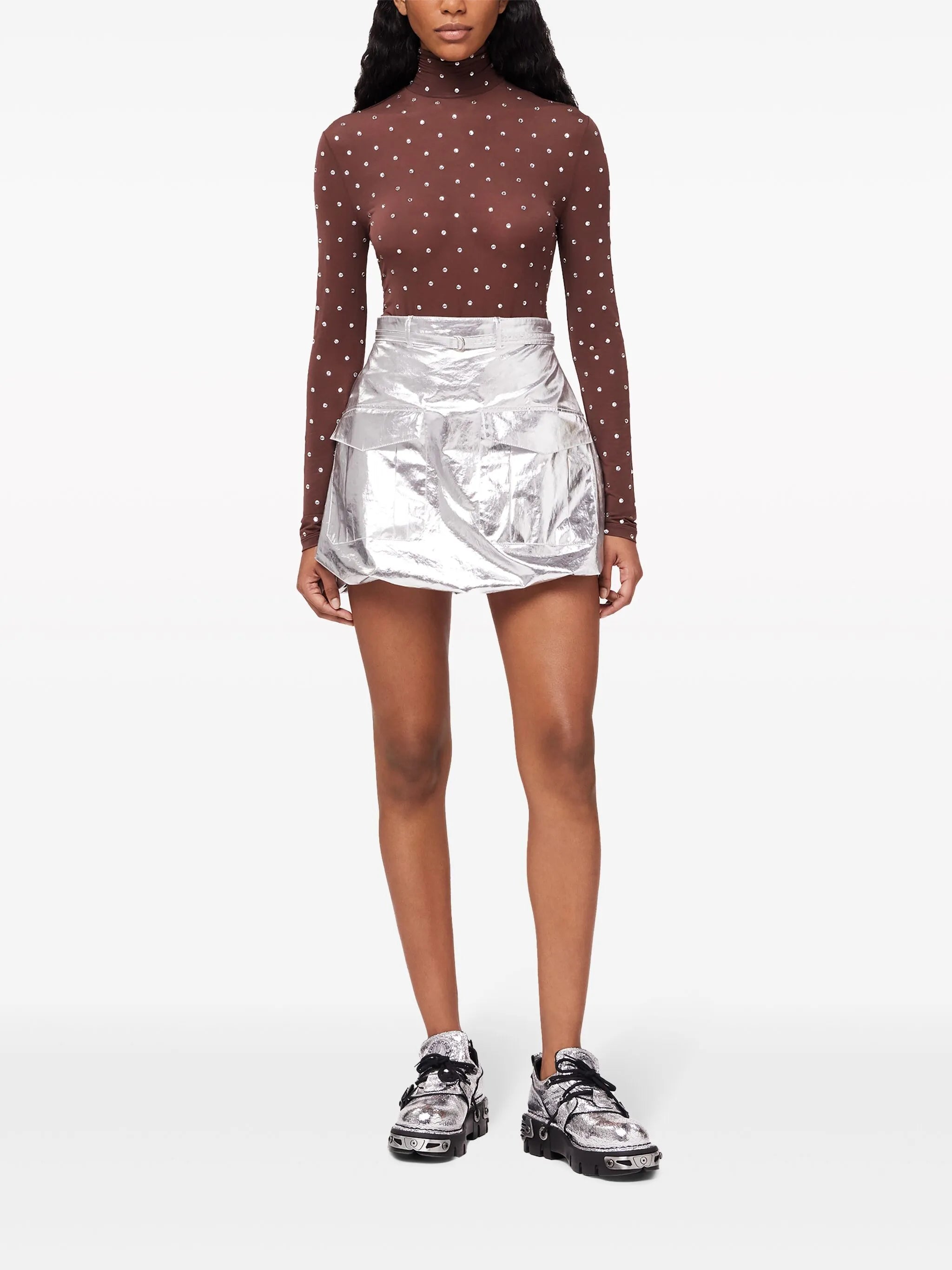 crystal-embellished high-neck top