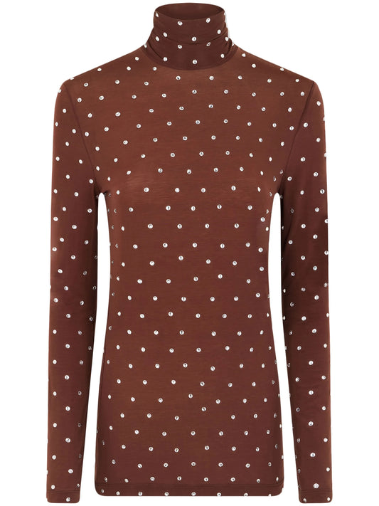 crystal-embellished high-neck top