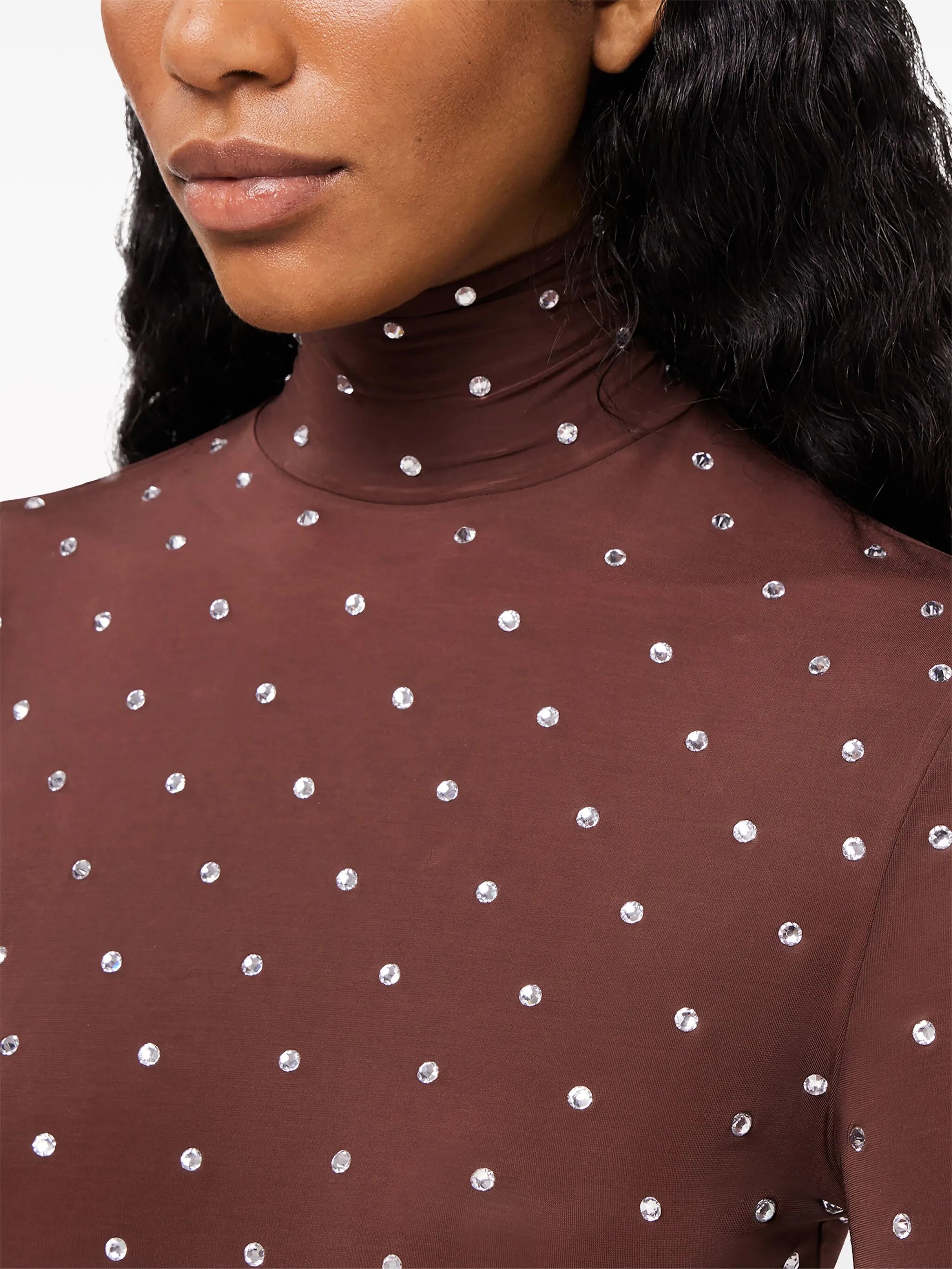 crystal-embellished high-neck top
