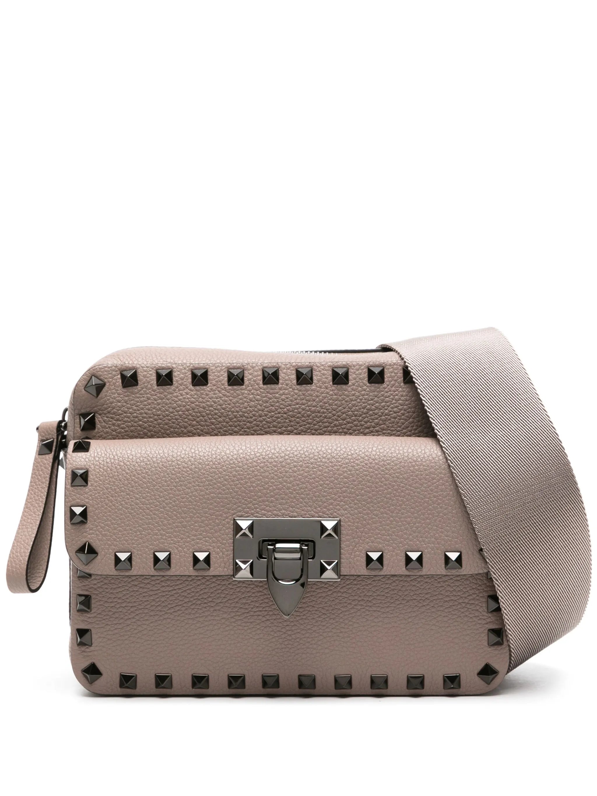 Rockstud leather messenger bag