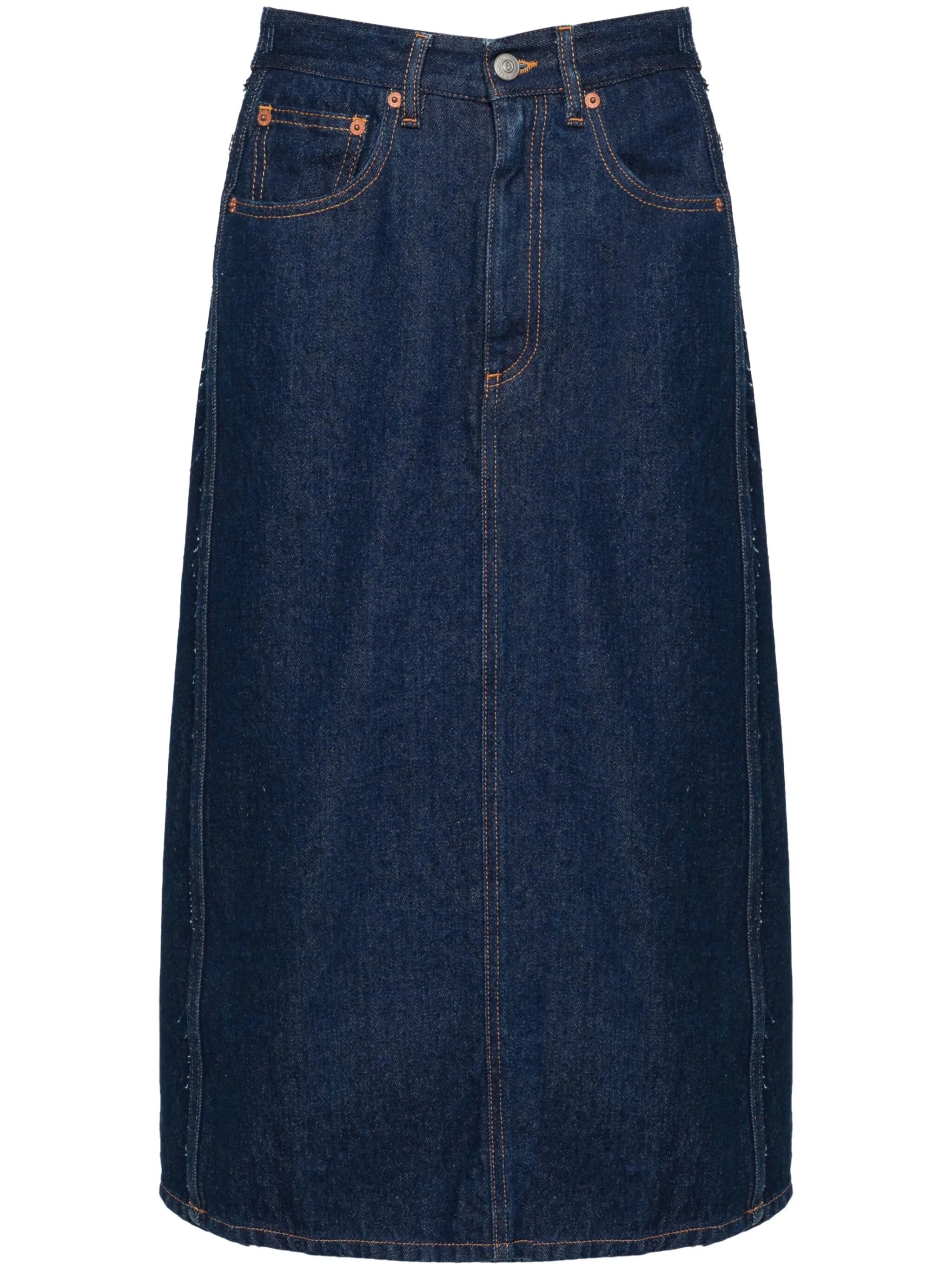 denim wrap midi skirt