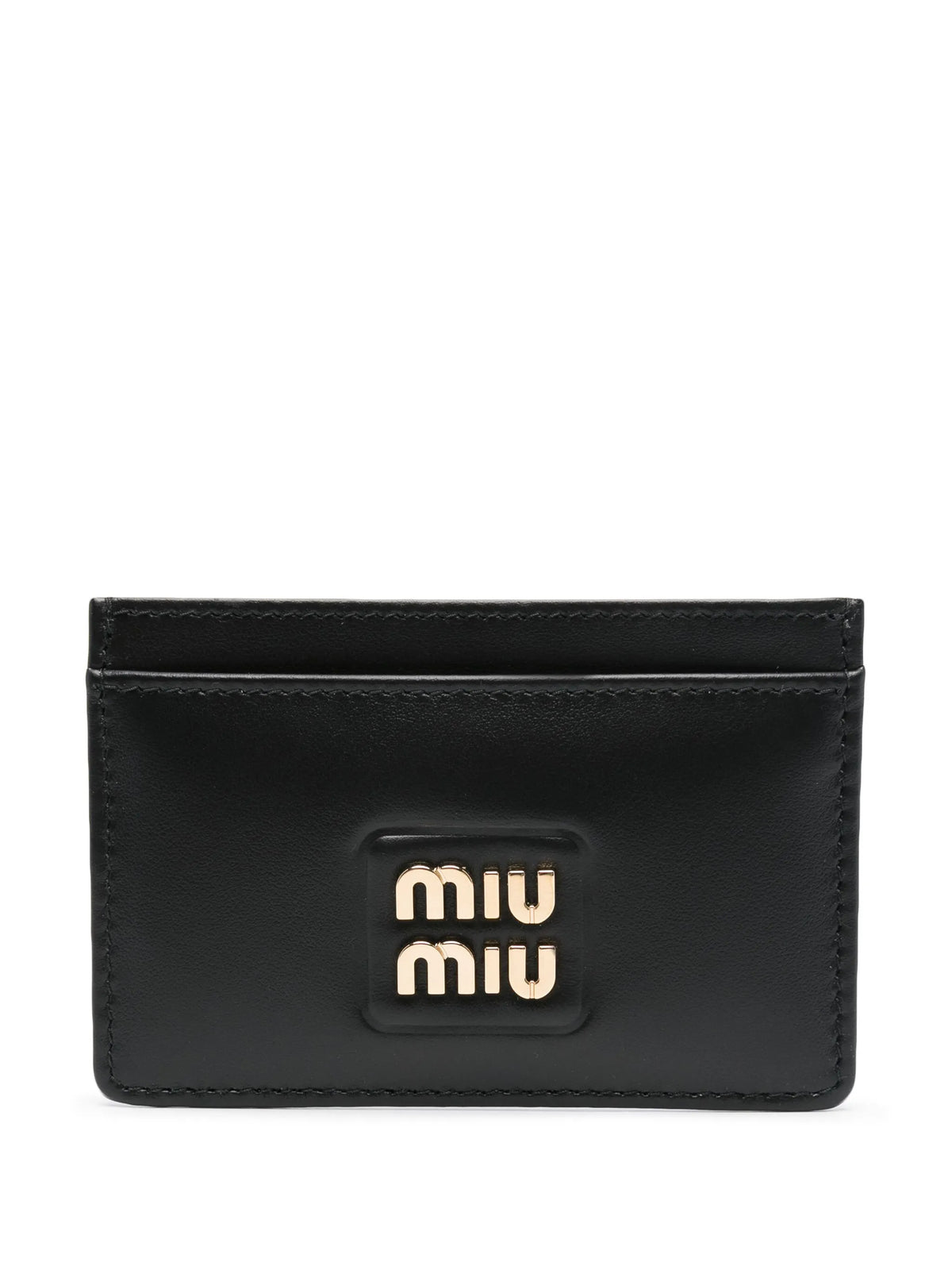 logo-lettering leather card holder