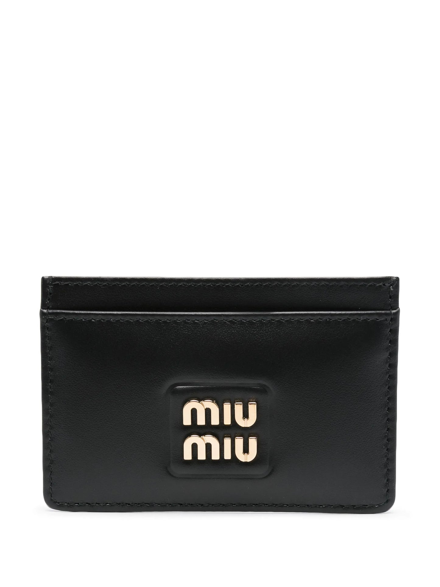 logo-lettering leather card holder