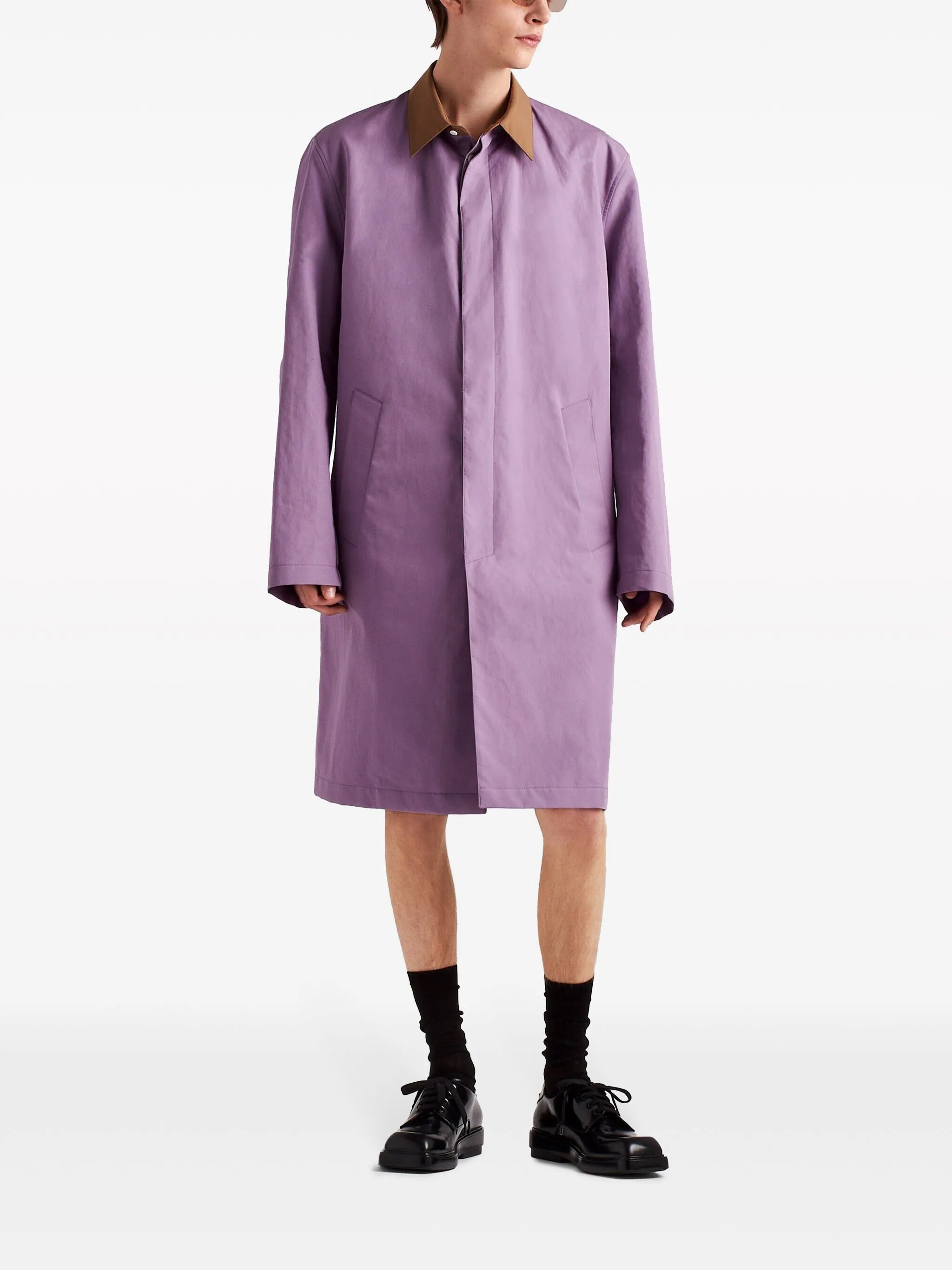 triangle-logo cotton raincoat