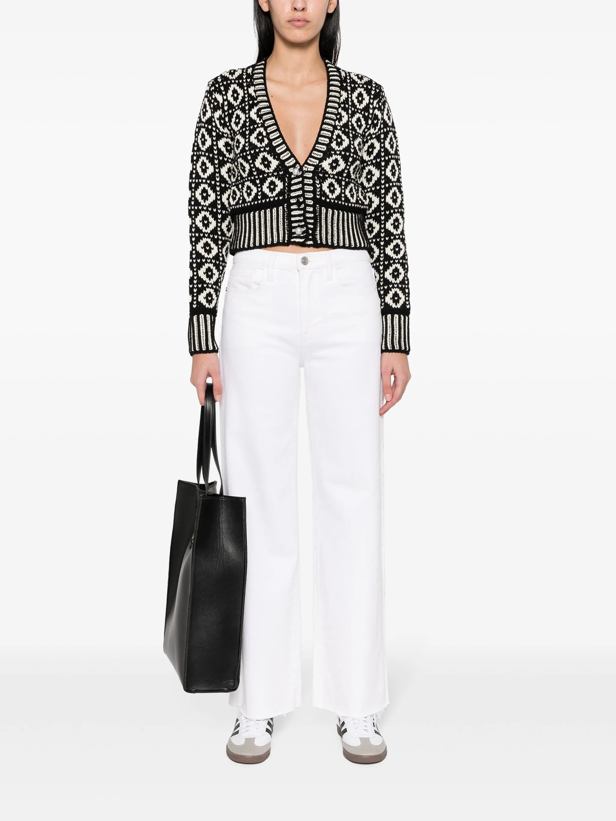 jacquard-pattern wool cardigan