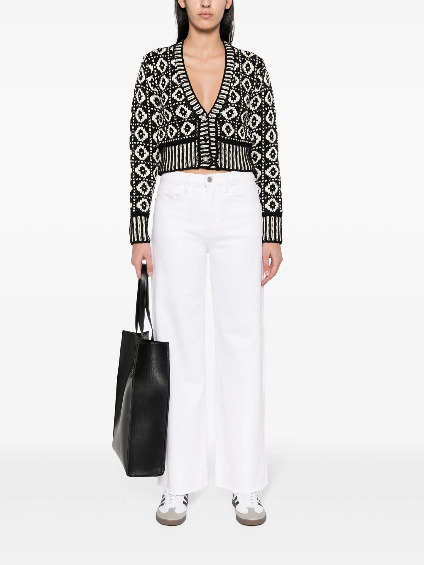 jacquard-pattern wool cardigan
