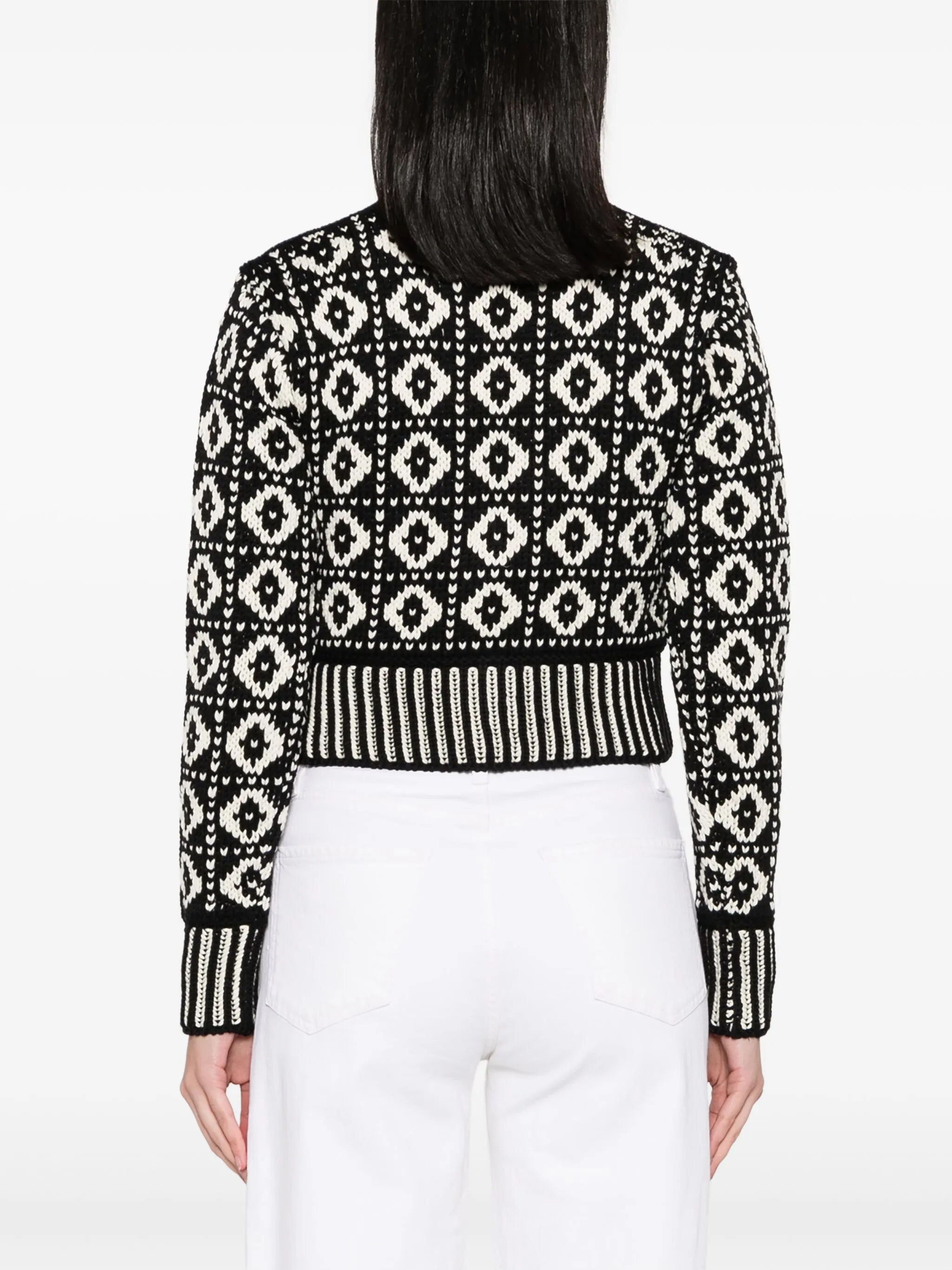 jacquard-pattern wool cardigan
