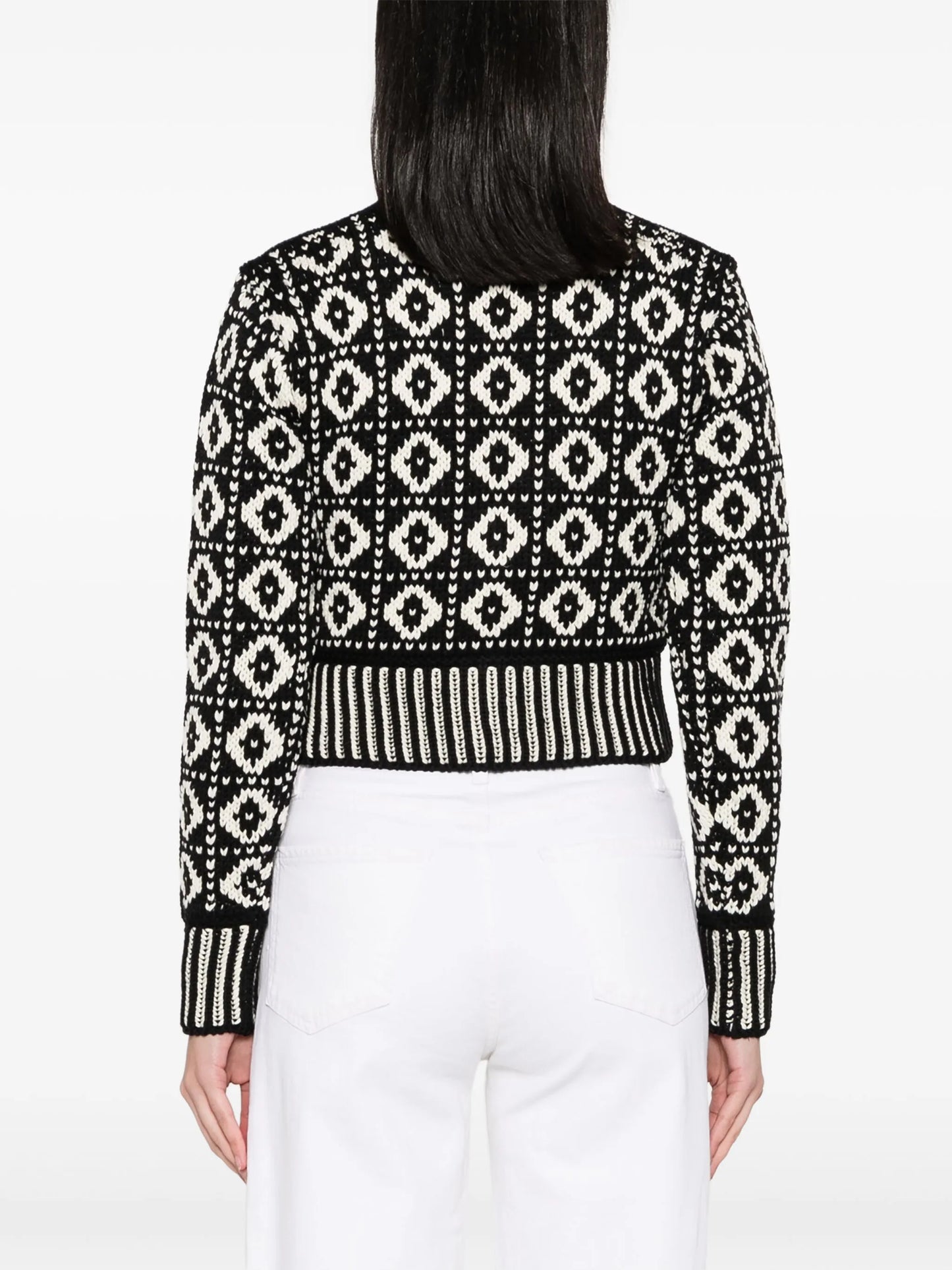 jacquard-pattern wool cardigan