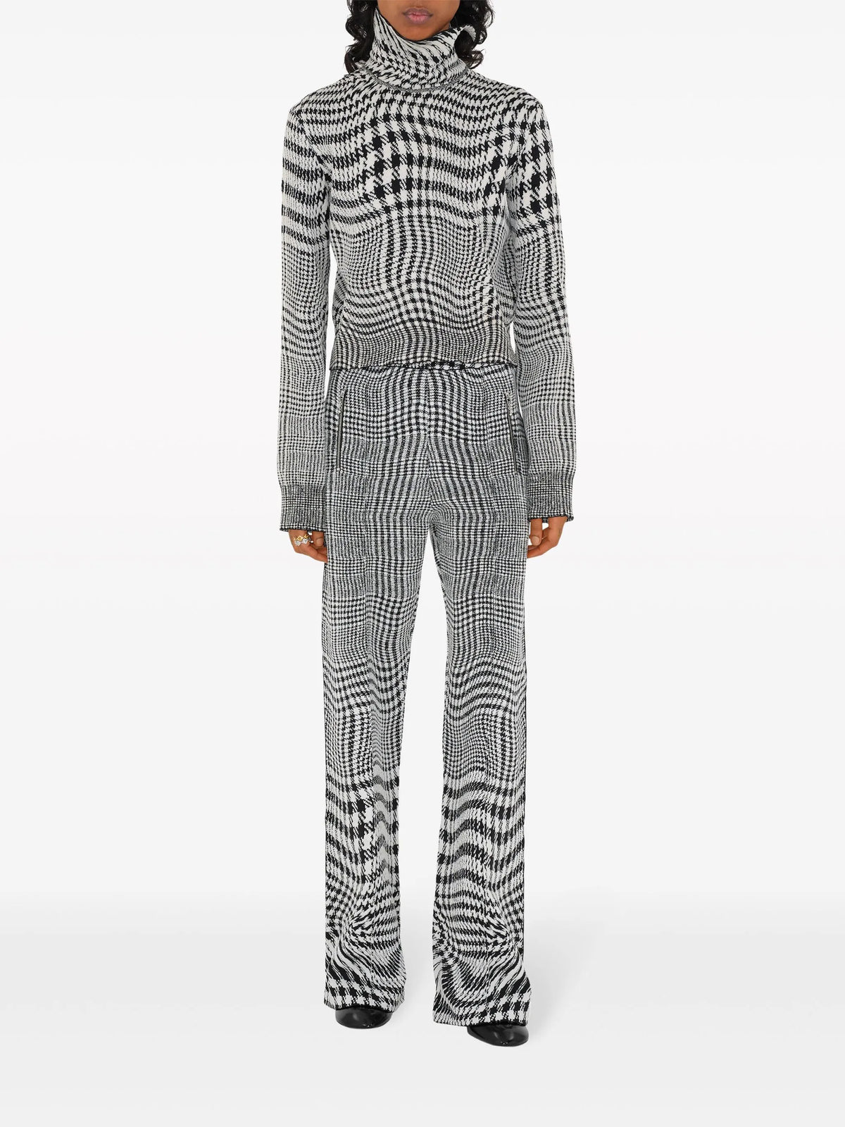 warped houndstooth jacquard trousers