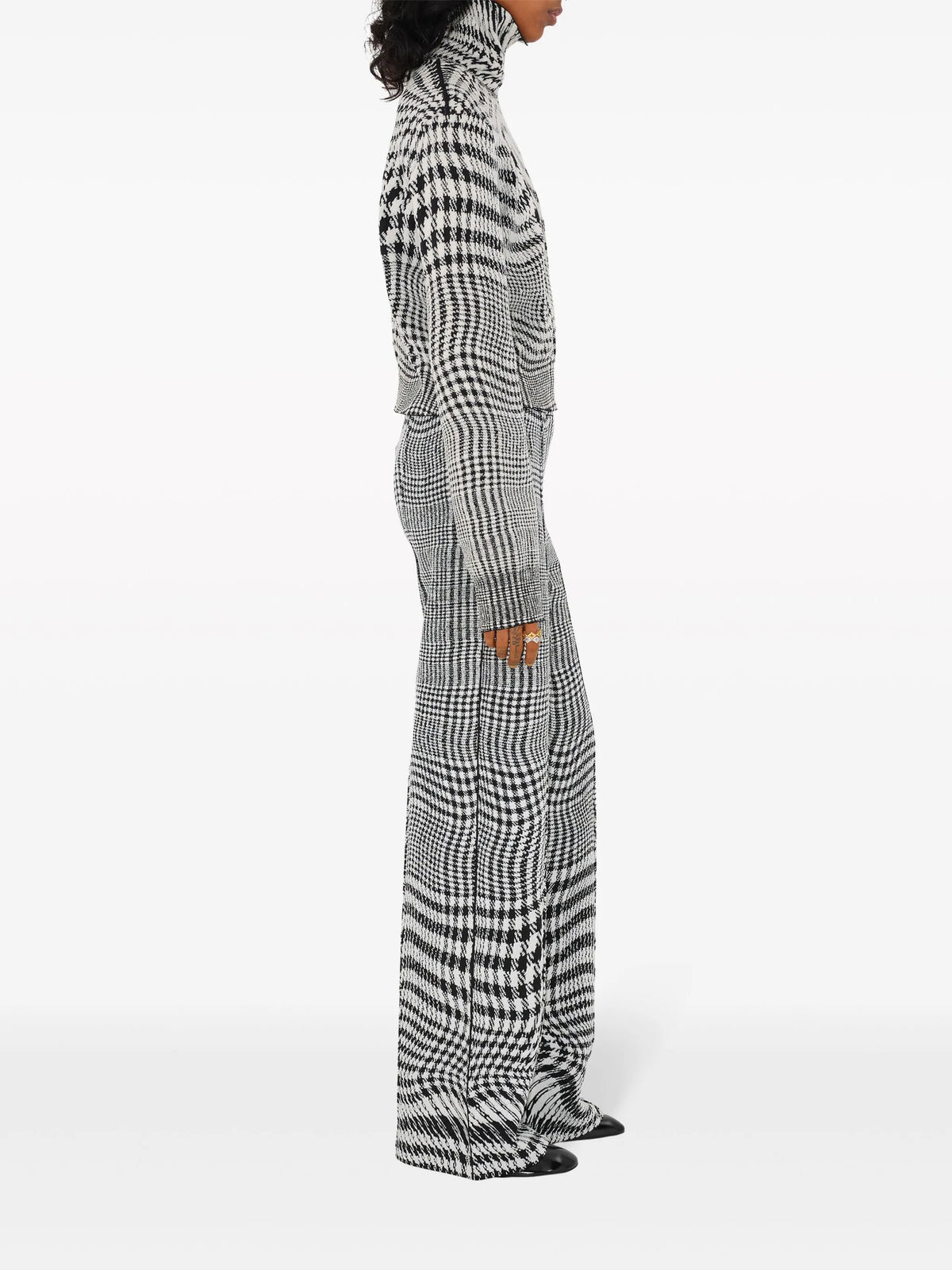 warped houndstooth jacquard trousers