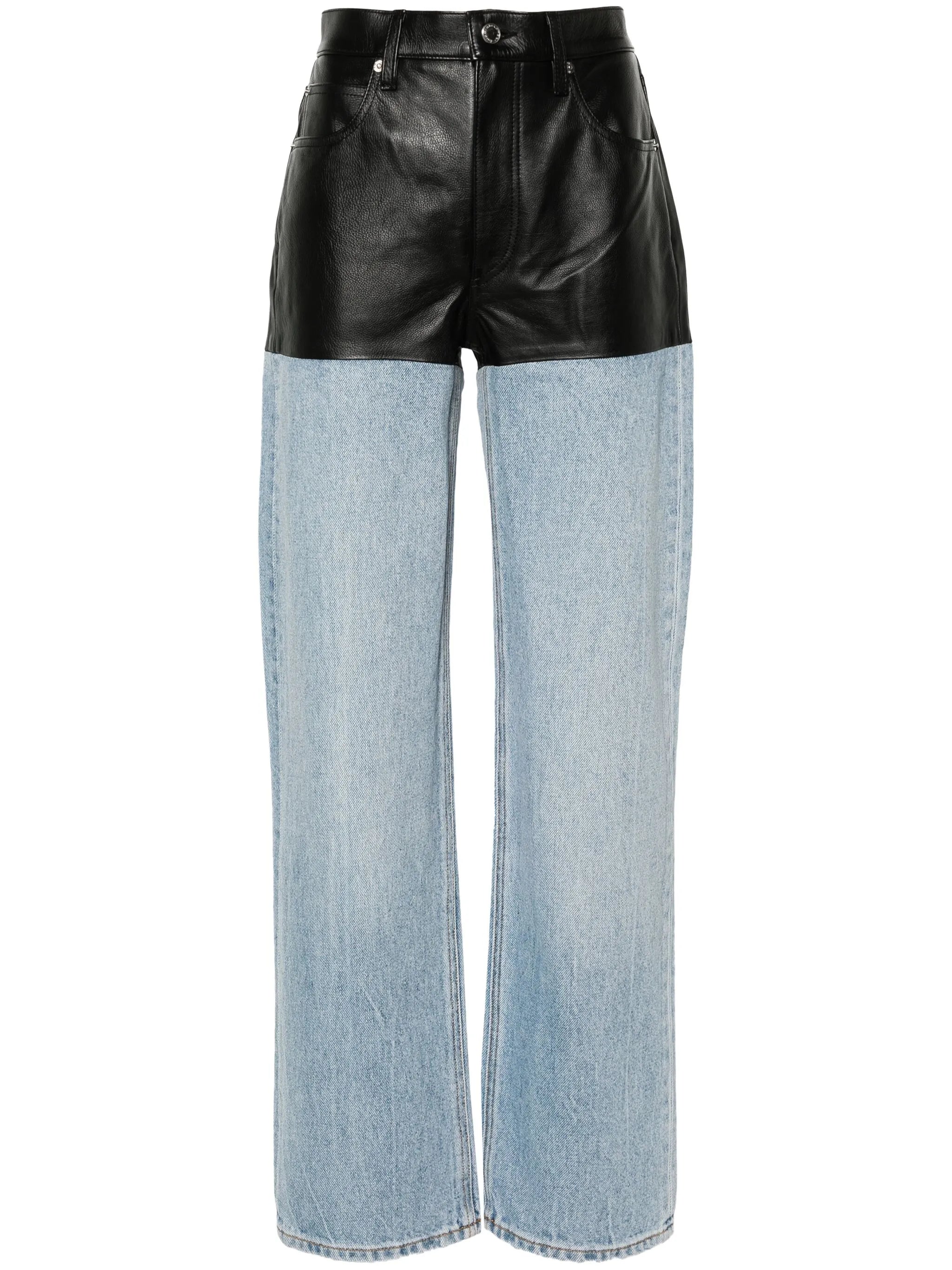 panelled straight-leg jeans