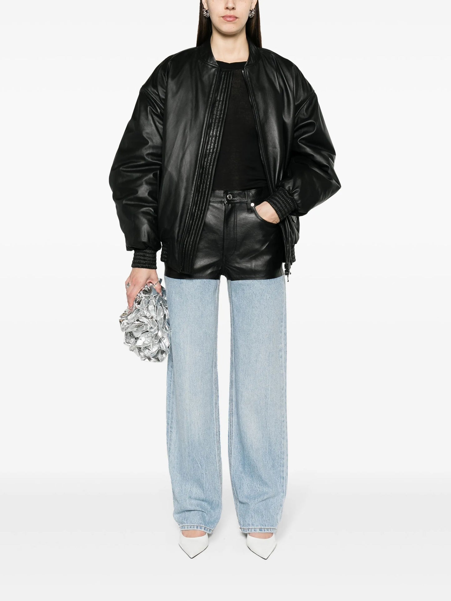 panelled straight-leg jeans