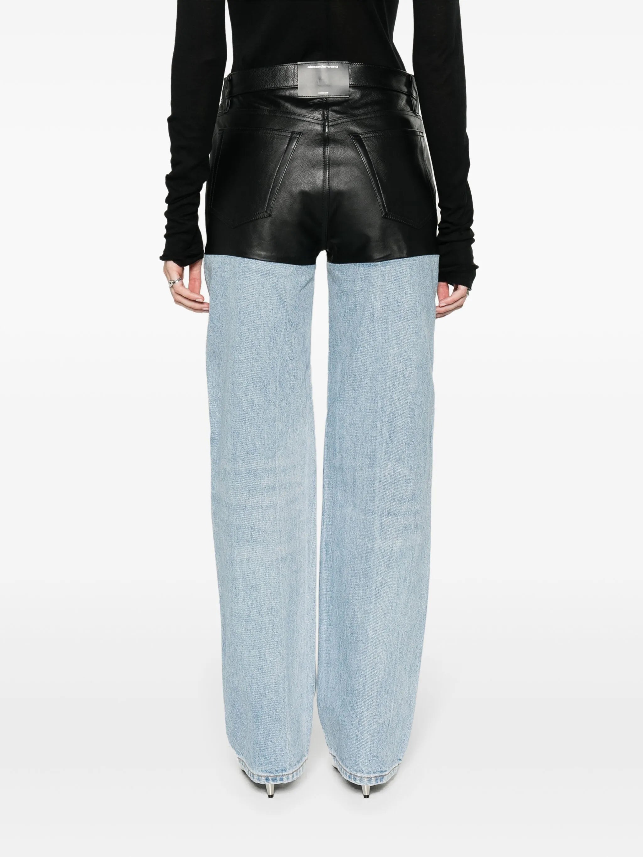 panelled straight-leg jeans