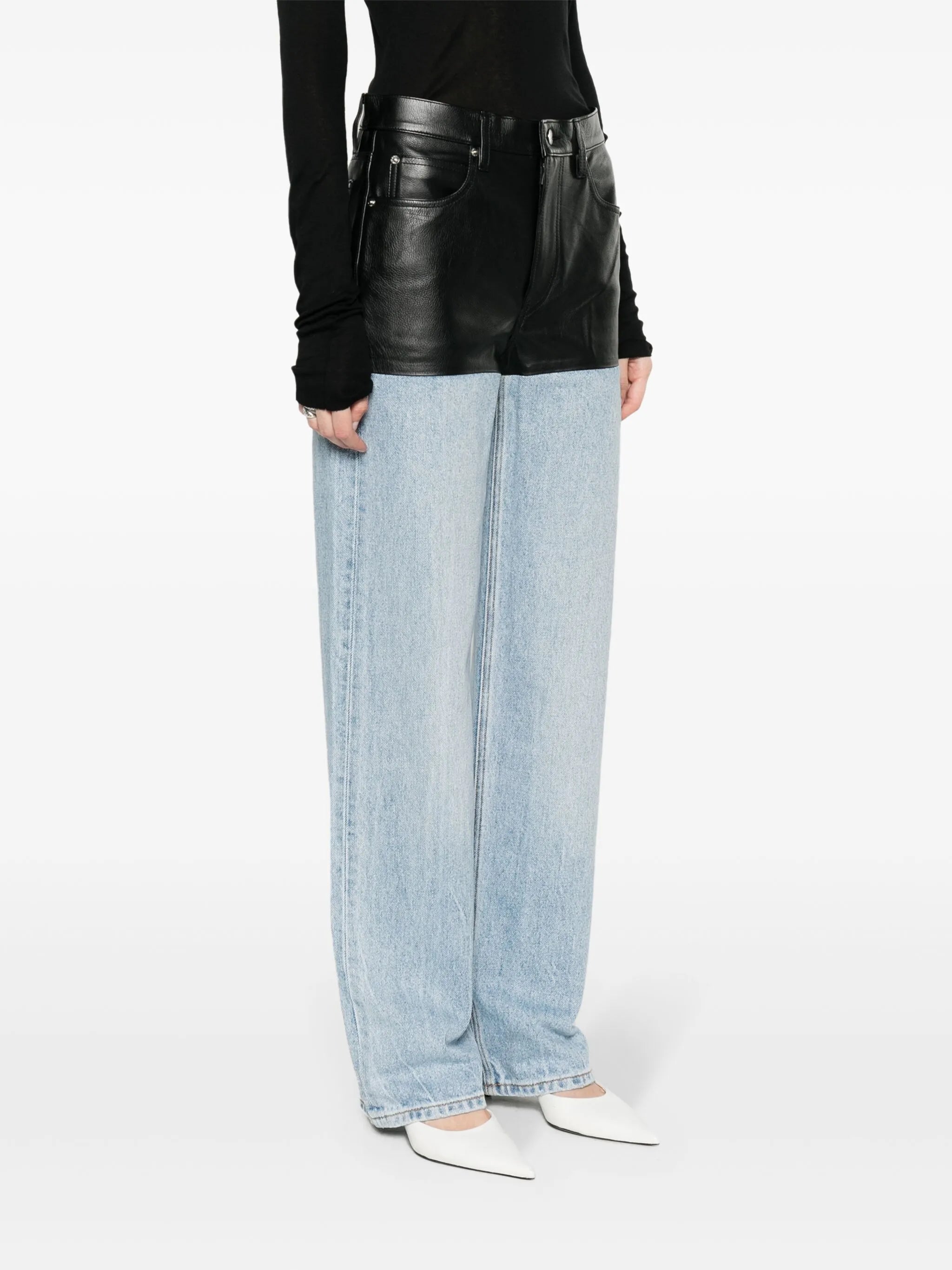 panelled straight-leg jeans