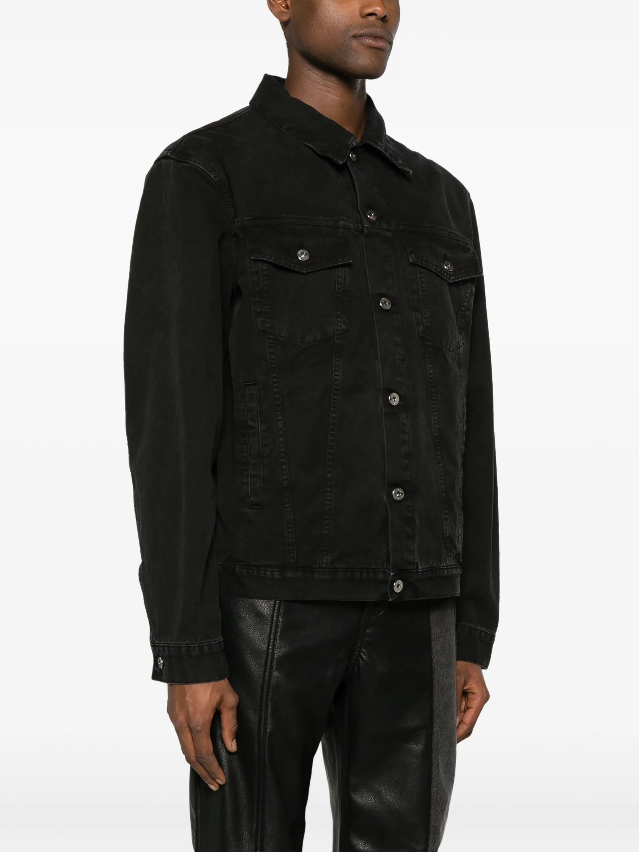 logo-embroidered denim jacket
