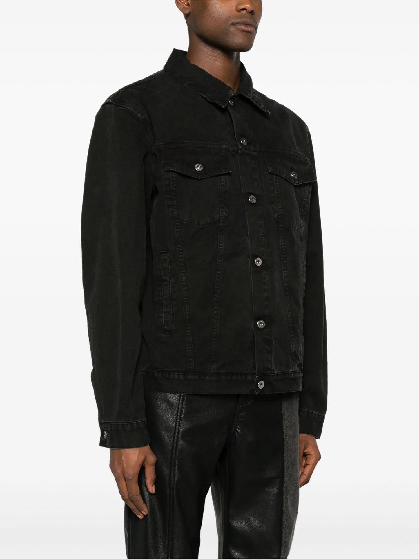 logo-embroidered denim jacket
