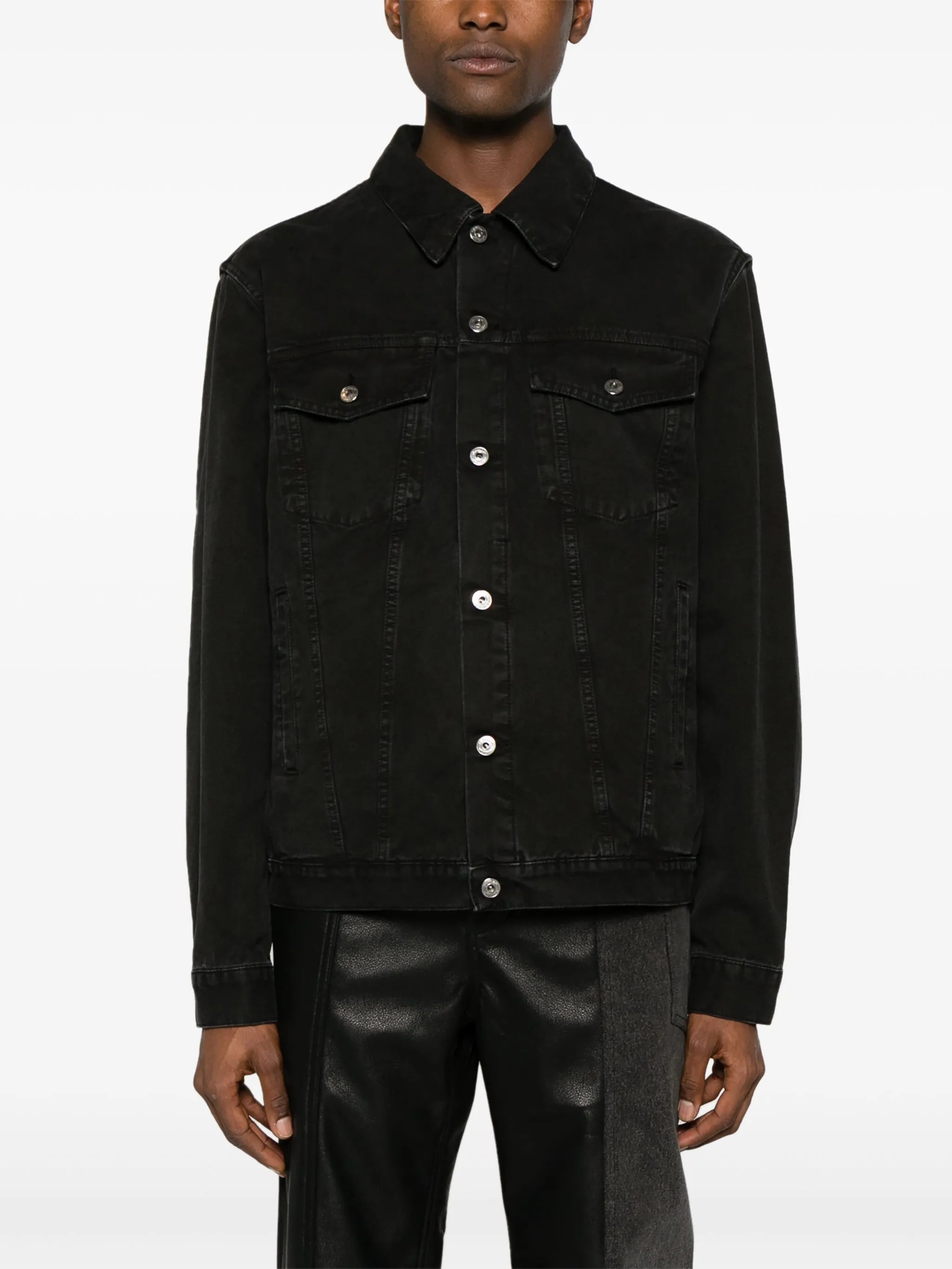 logo-embroidered denim jacket