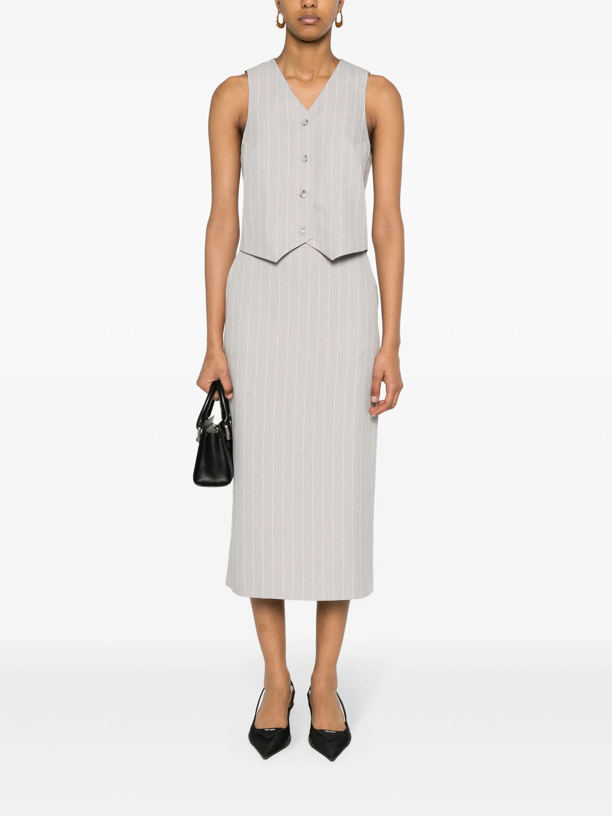 pinstriped pencil skirt