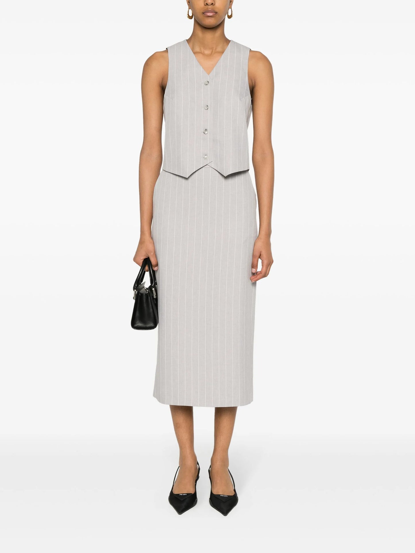 pinstriped pencil skirt