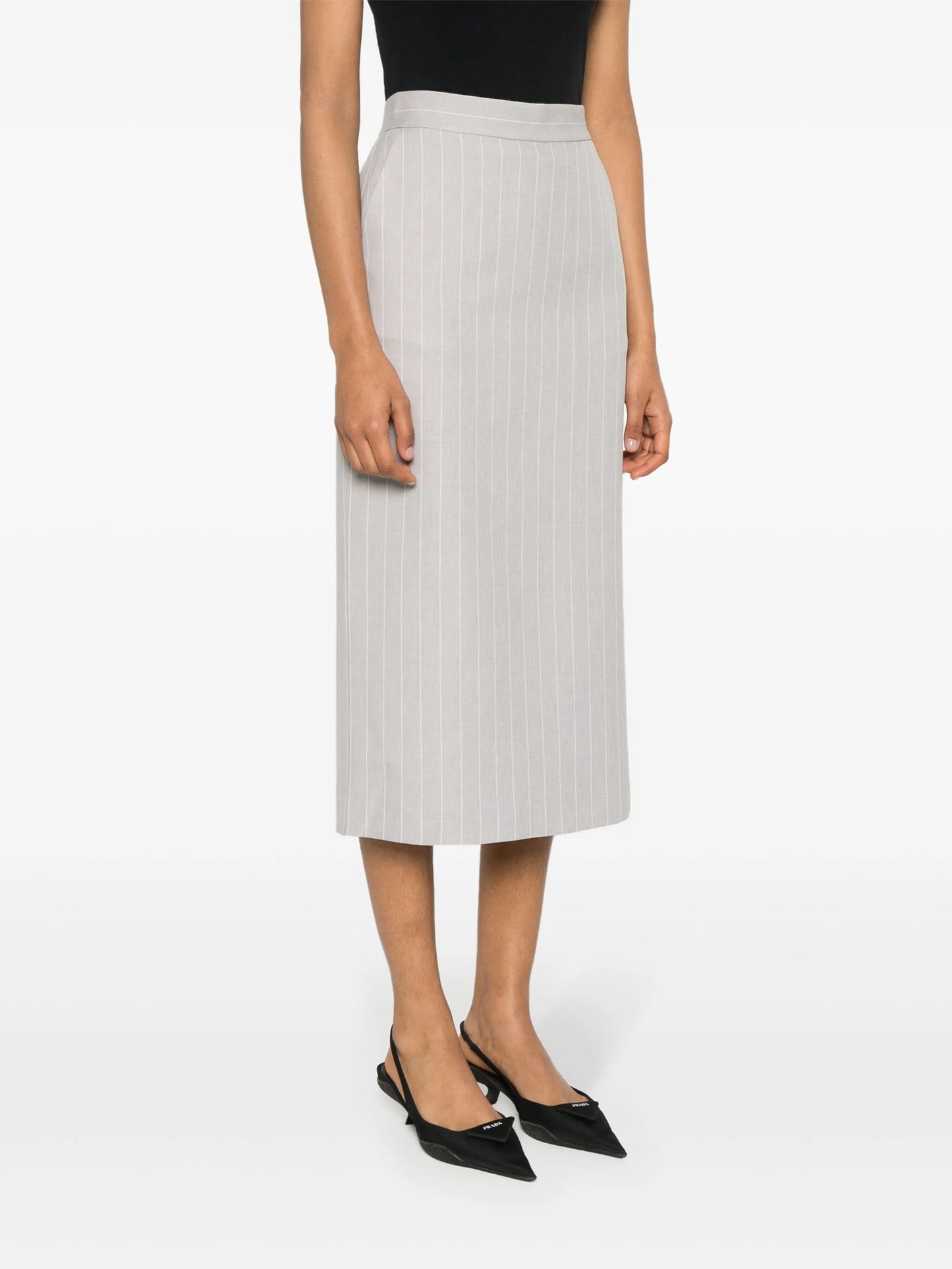 pinstriped pencil skirt