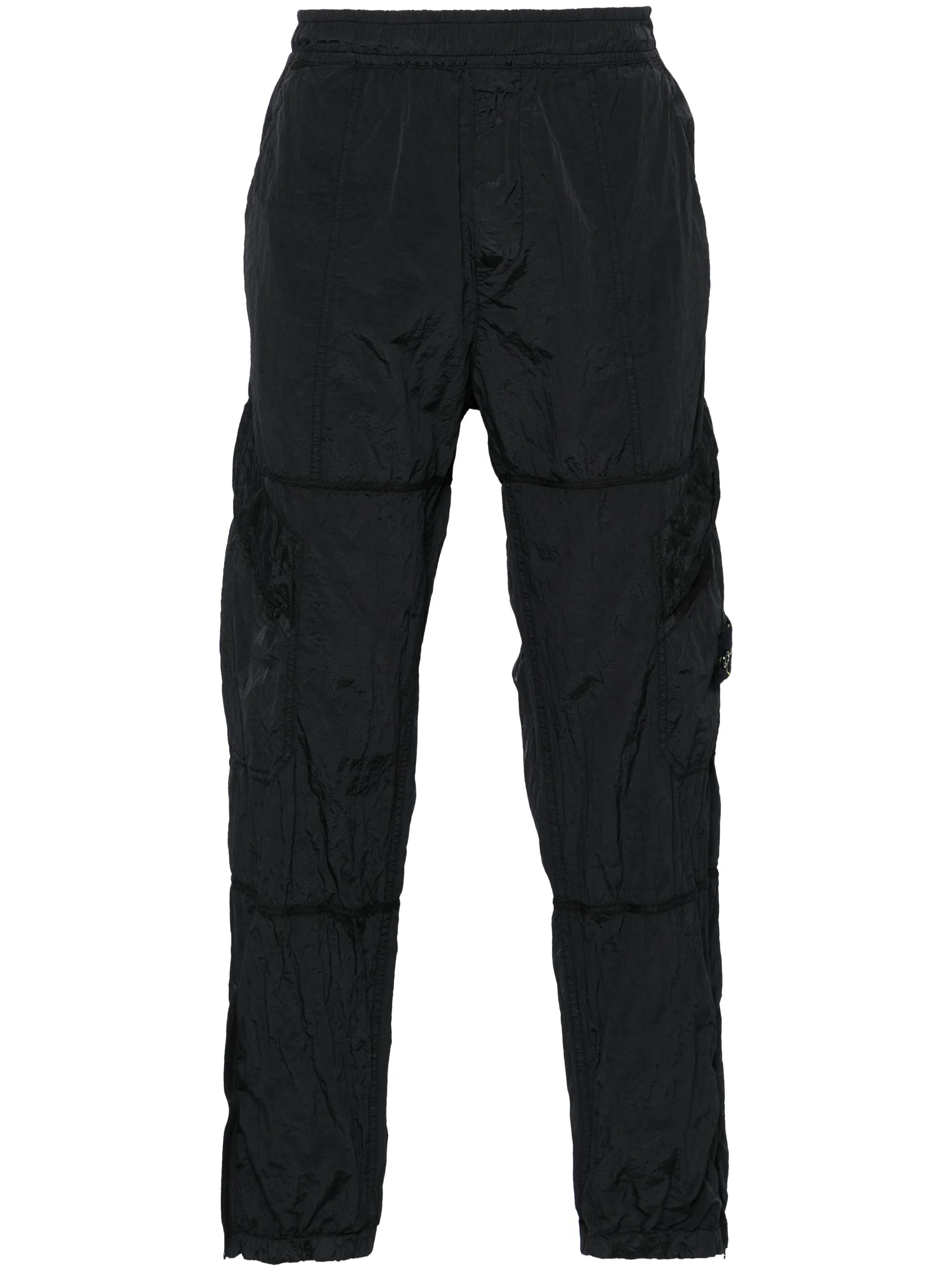 Compass-badge crinkled track pants