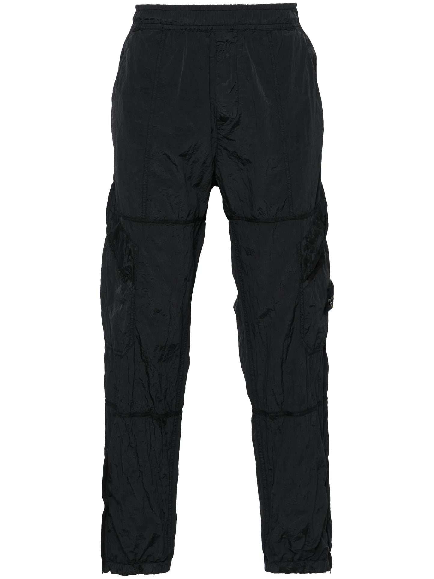 Compass-badge crinkled track pants