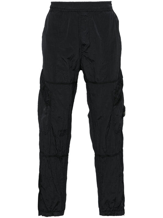 Compass-badge crinkled track pants