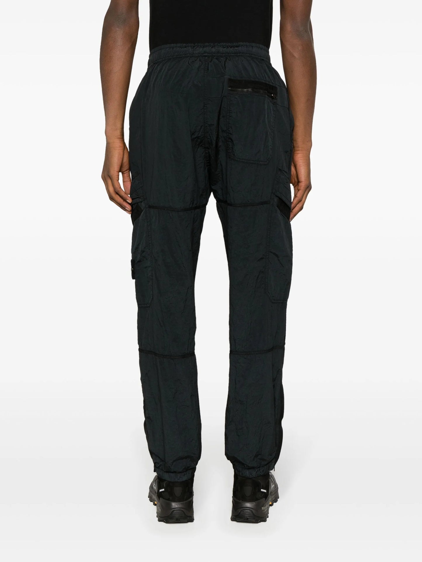 Compass-badge crinkled track pants