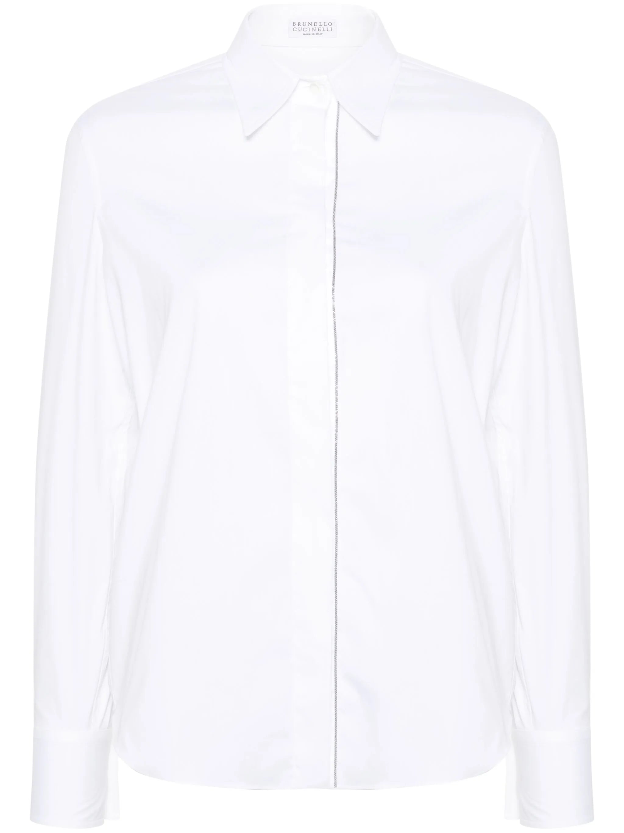 beaded-trim poplin shirt