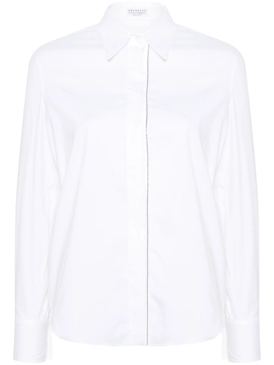 beaded-trim poplin shirt