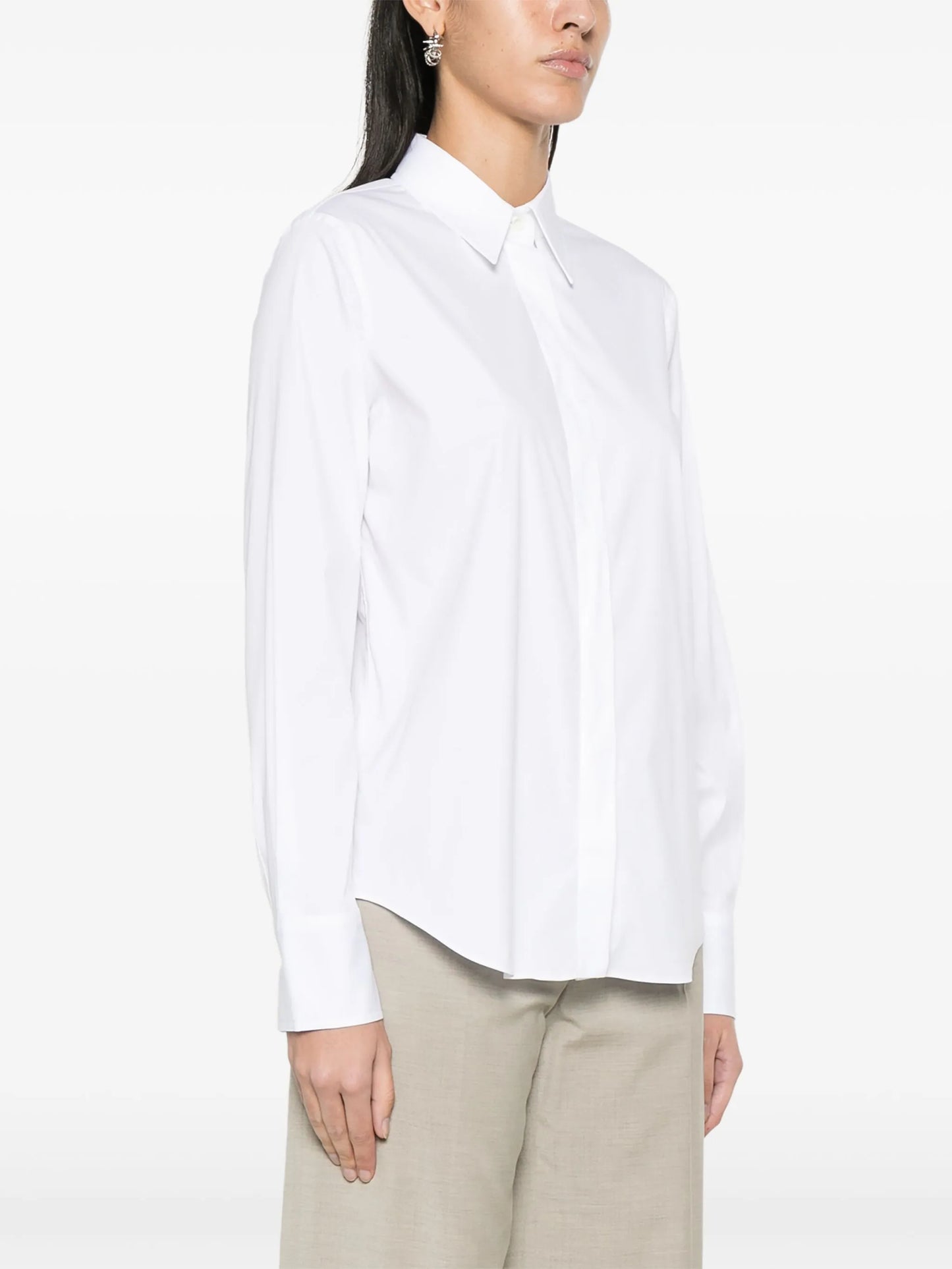 beaded-trim poplin shirt