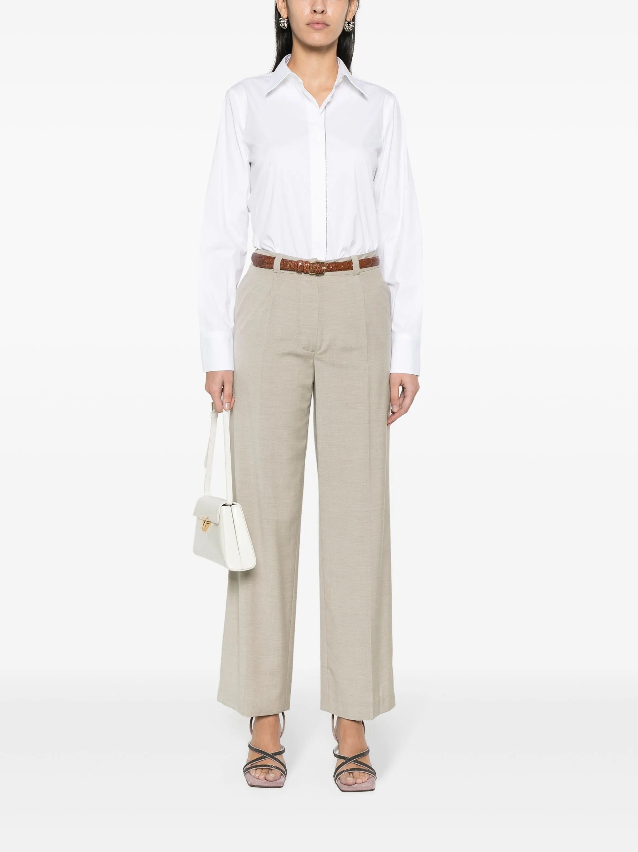 beaded-trim poplin shirt