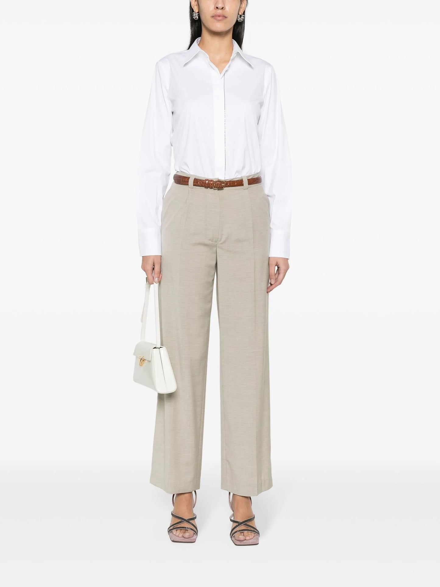 beaded-trim poplin shirt