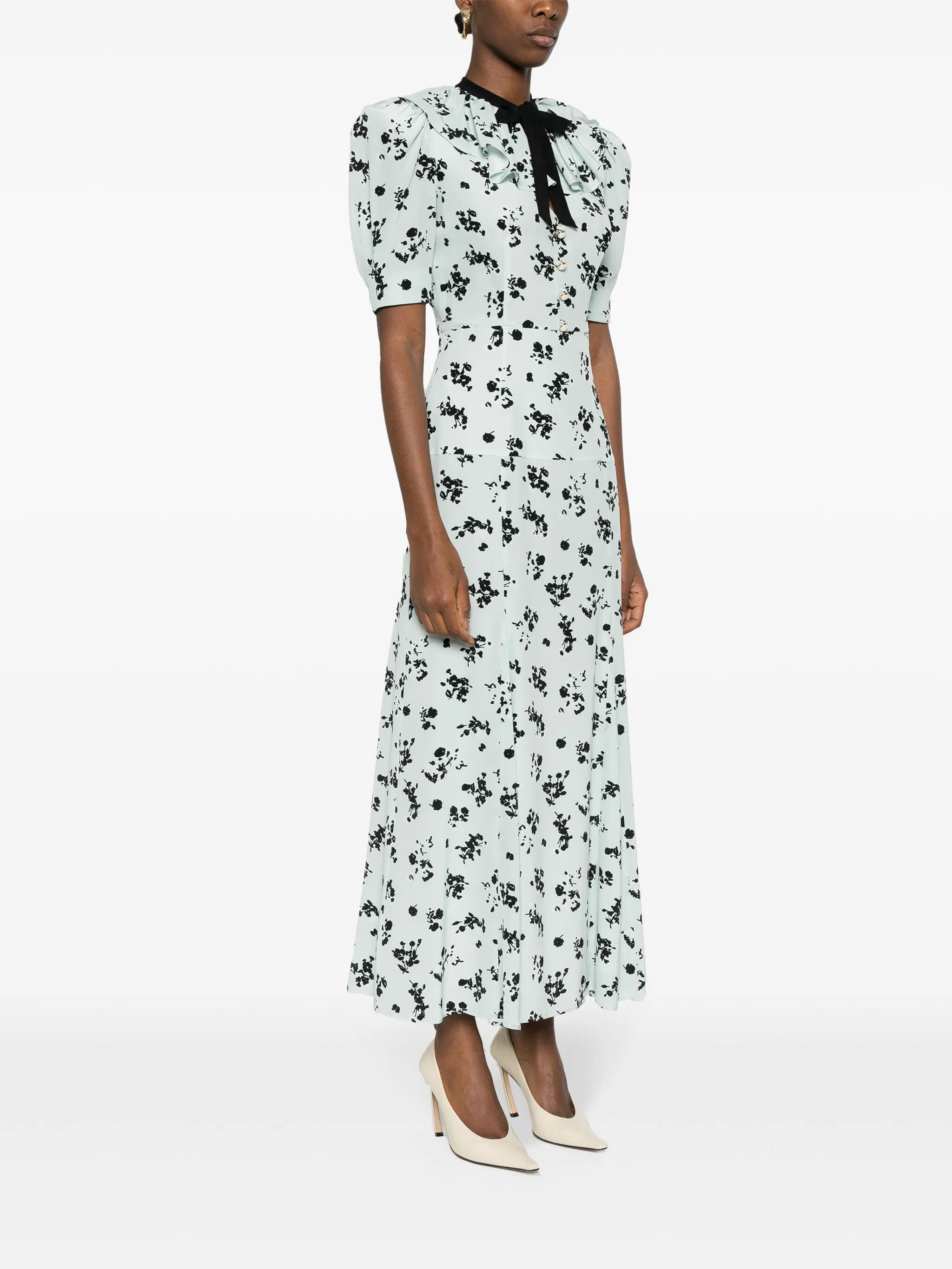 floral-print silk midi dress