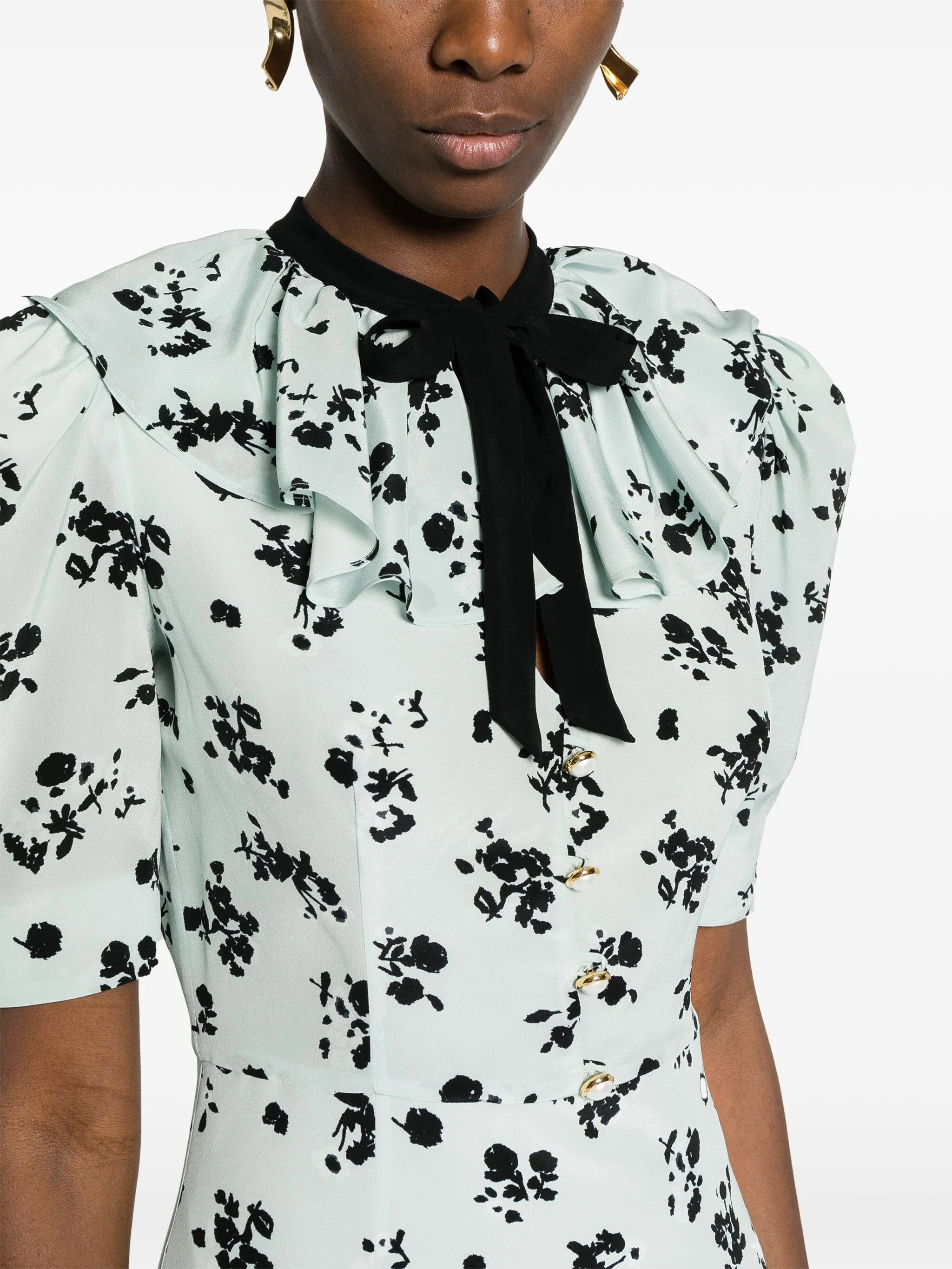 floral-print silk midi dress