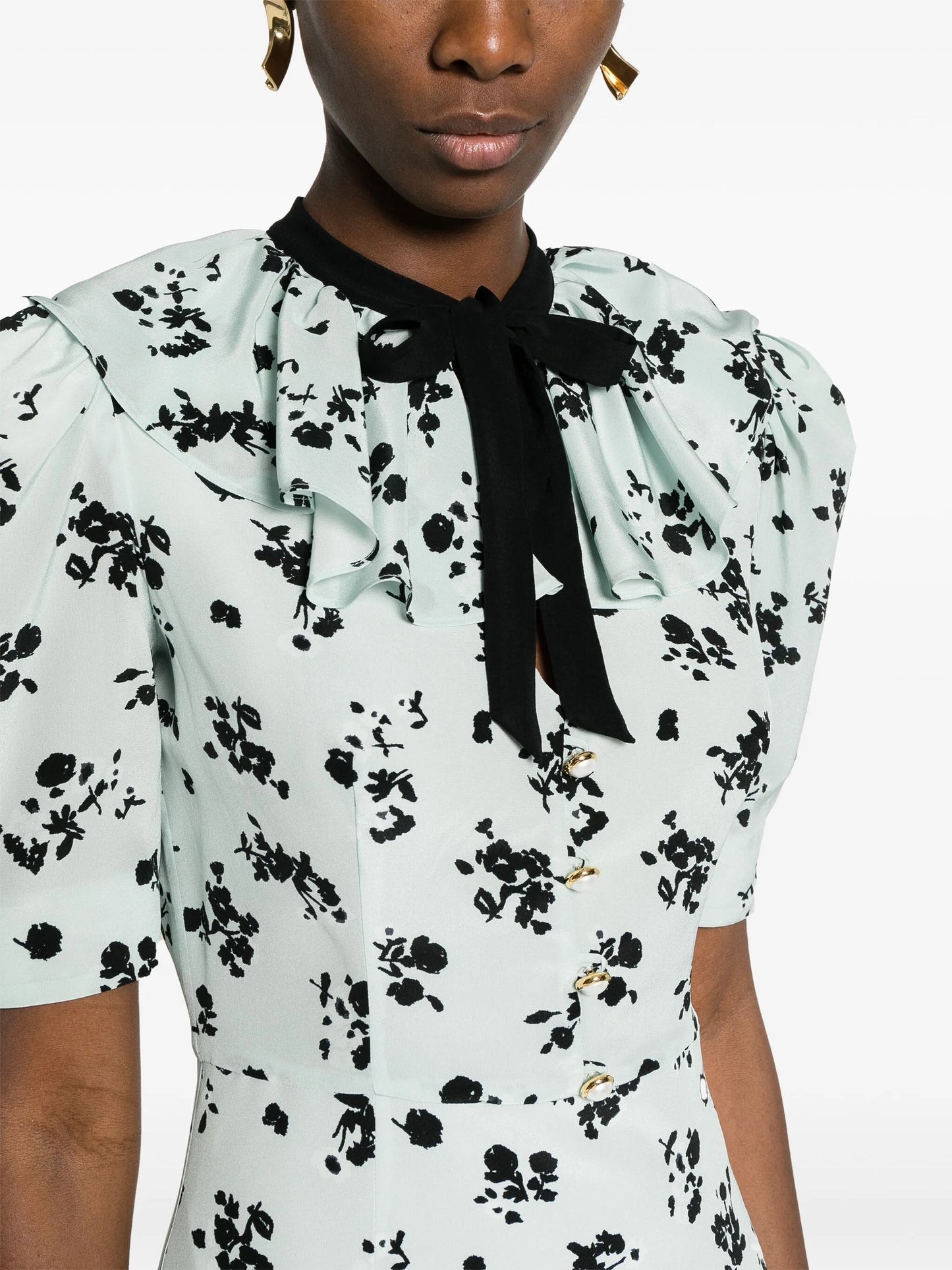 floral-print silk midi dress
