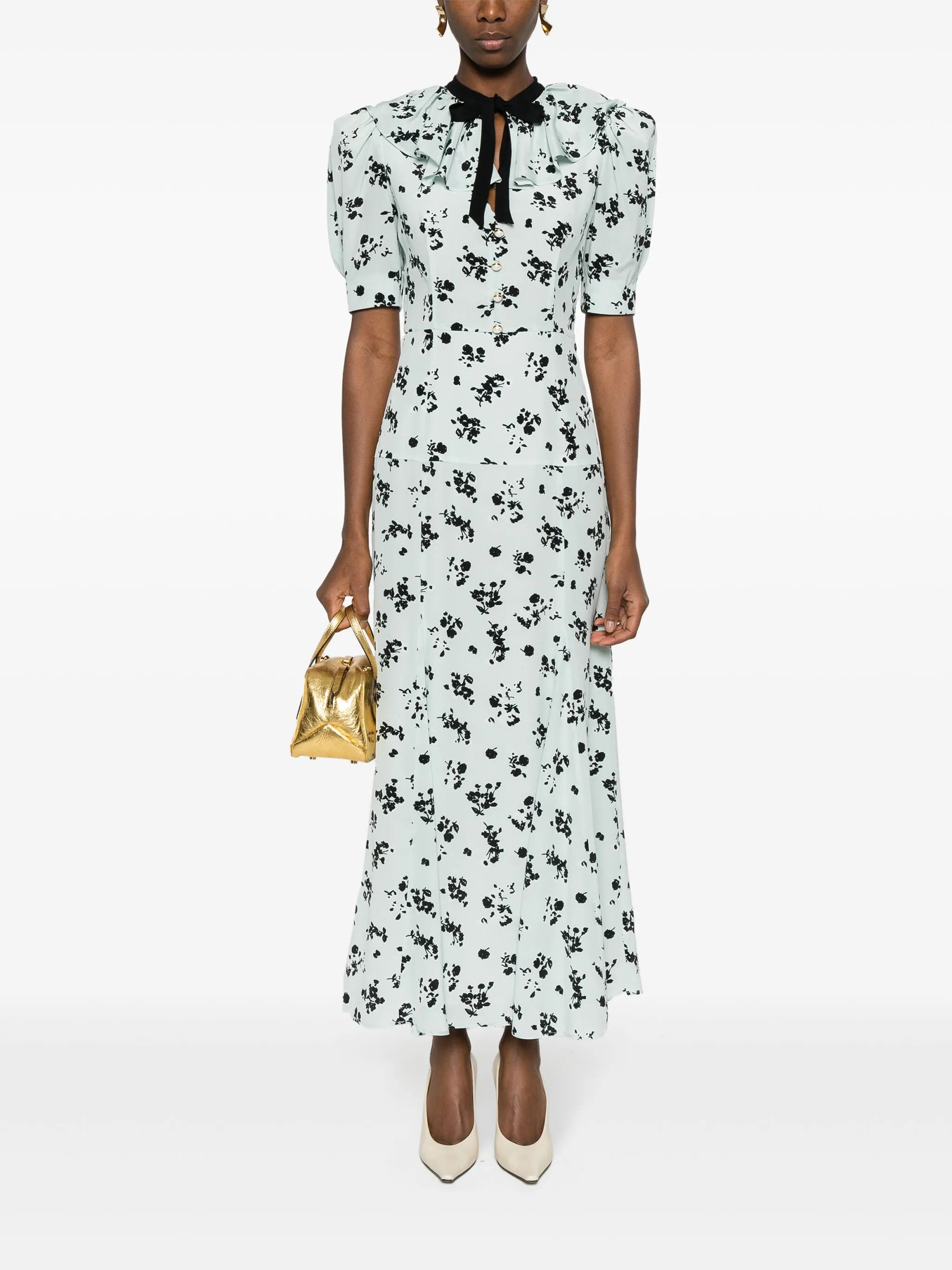 floral-print silk midi dress