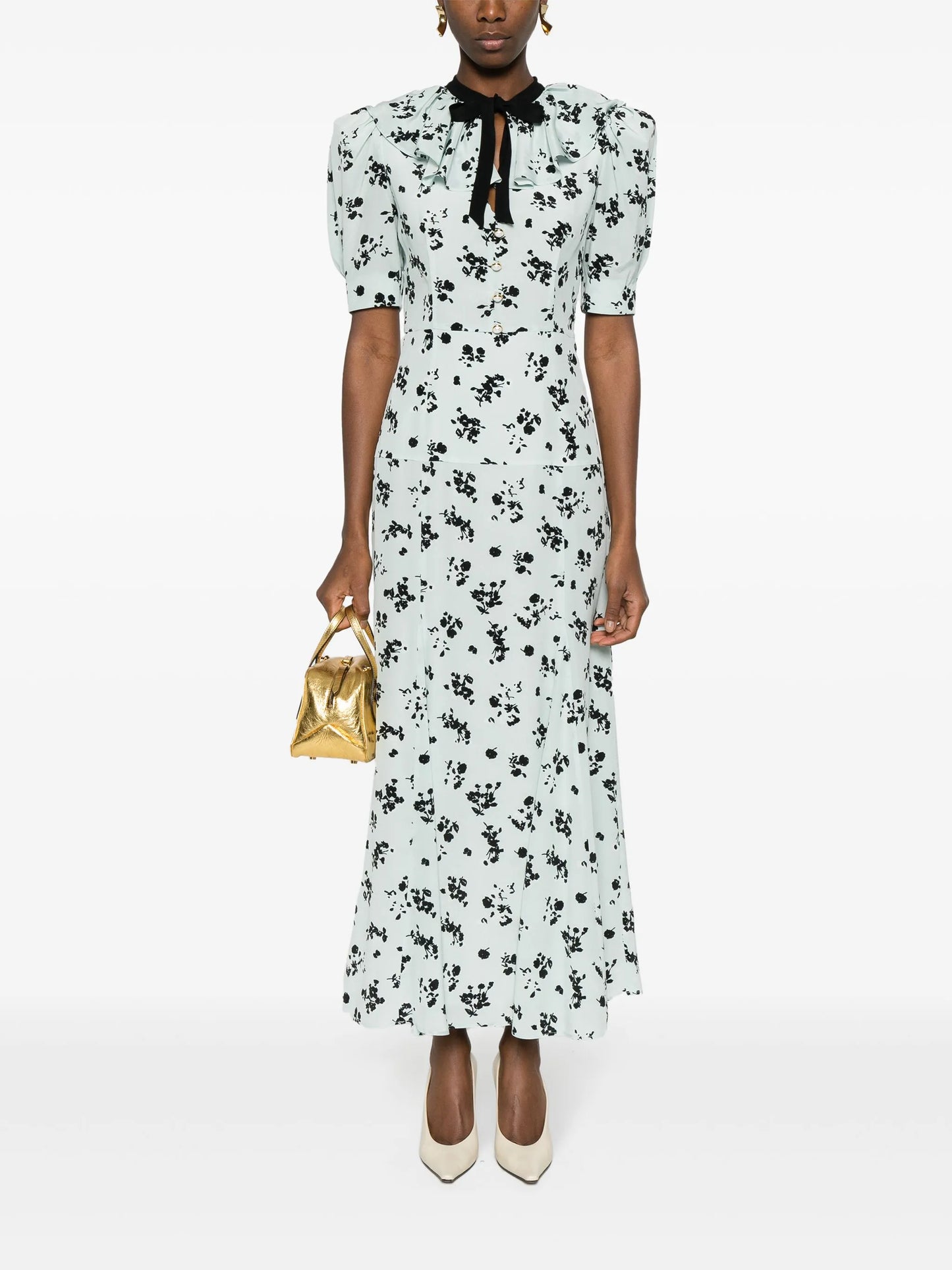 floral-print silk midi dress