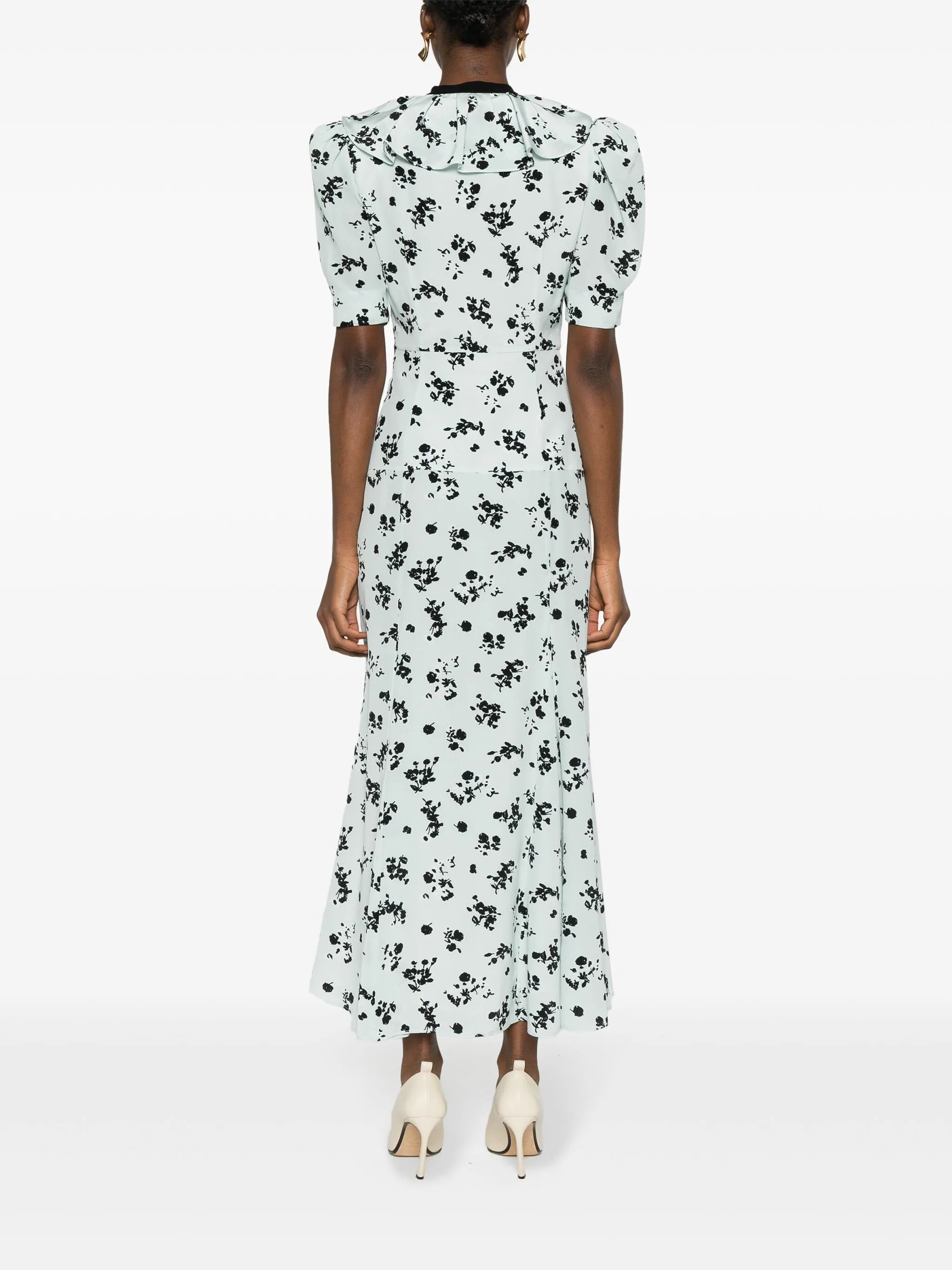 floral-print silk midi dress